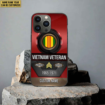 Premium Custom Name, Rank Vietnam Veteran Phone Case, Gifts For Vietnam Veteran, Gifts For Dad, For Husband VPVC500606