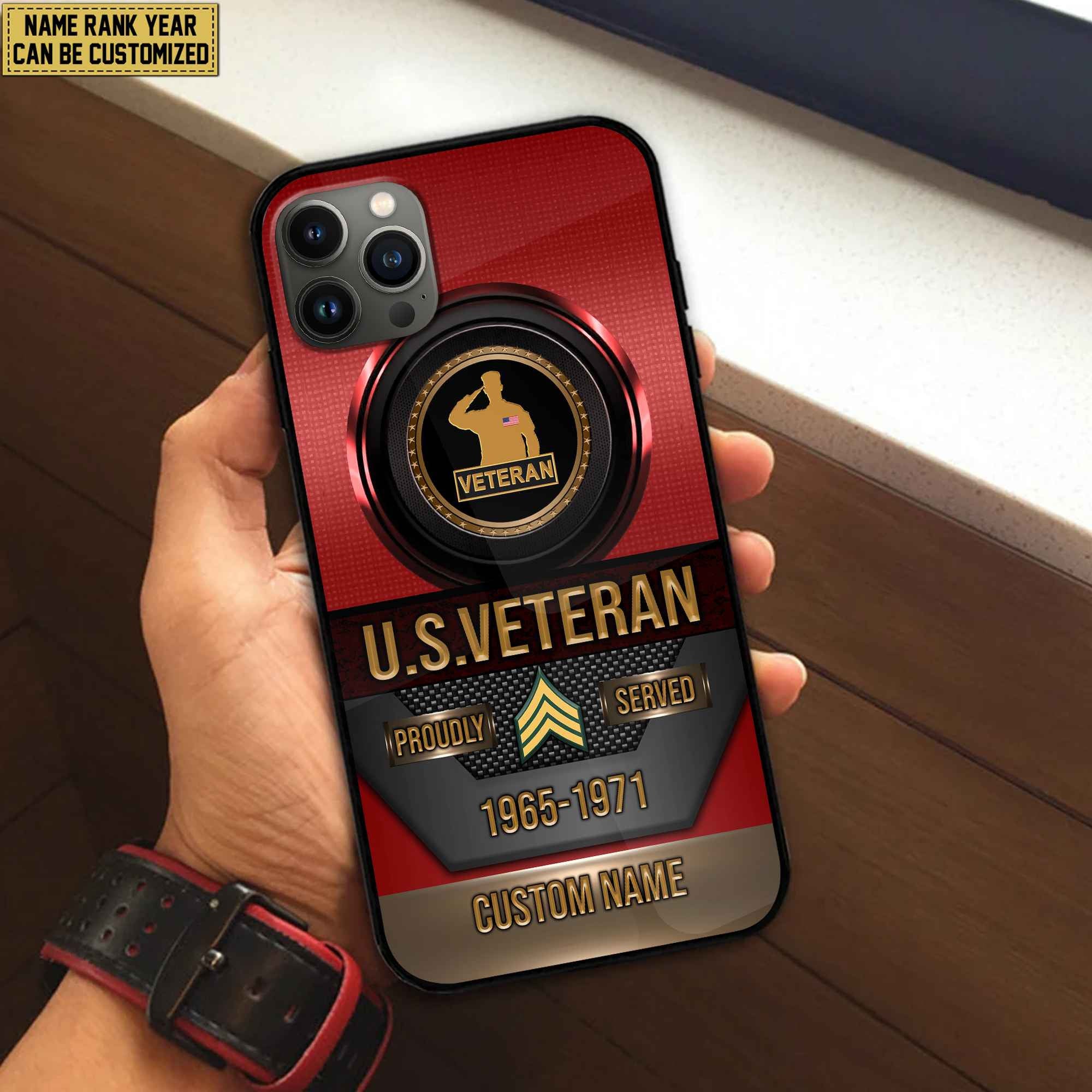 Premium Custom Name, Rank US Veteran Phone Case, Gifts For US Veteran, Gifts For Dad, For Husband VPVC500607