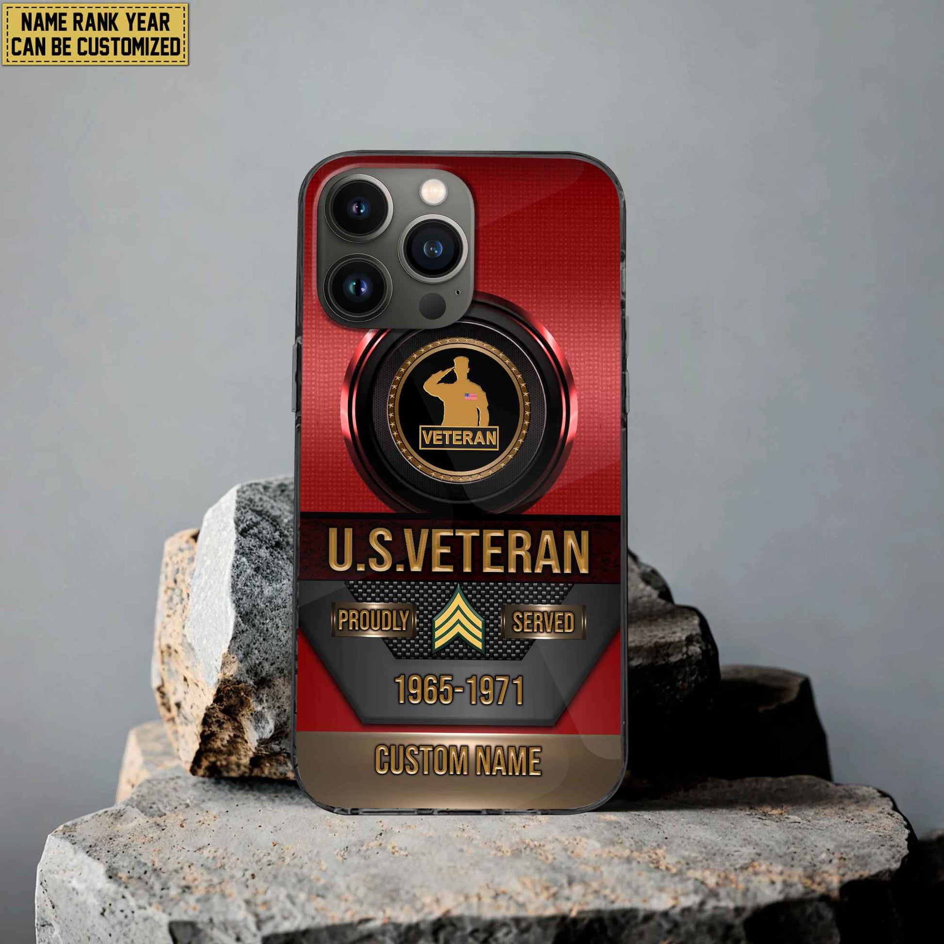 Premium Custom Name, Rank US Veteran Phone Case, Gifts For US Veteran, Gifts For Dad, For Husband VPVC500607