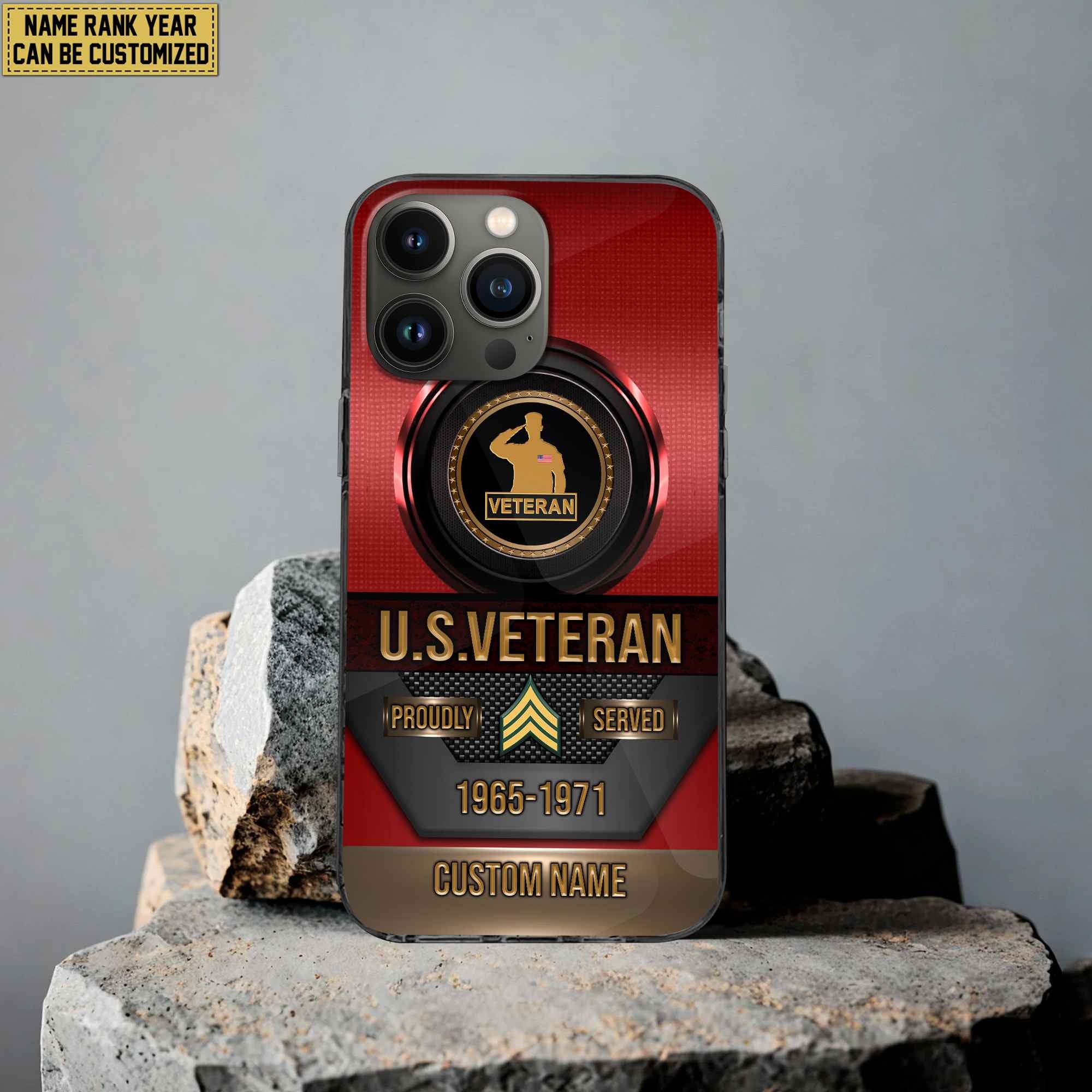 Premium Custom Name, Rank US Veteran Phone Case, Gifts For US Veteran, Gifts For Dad, For Husband VPVC500607
