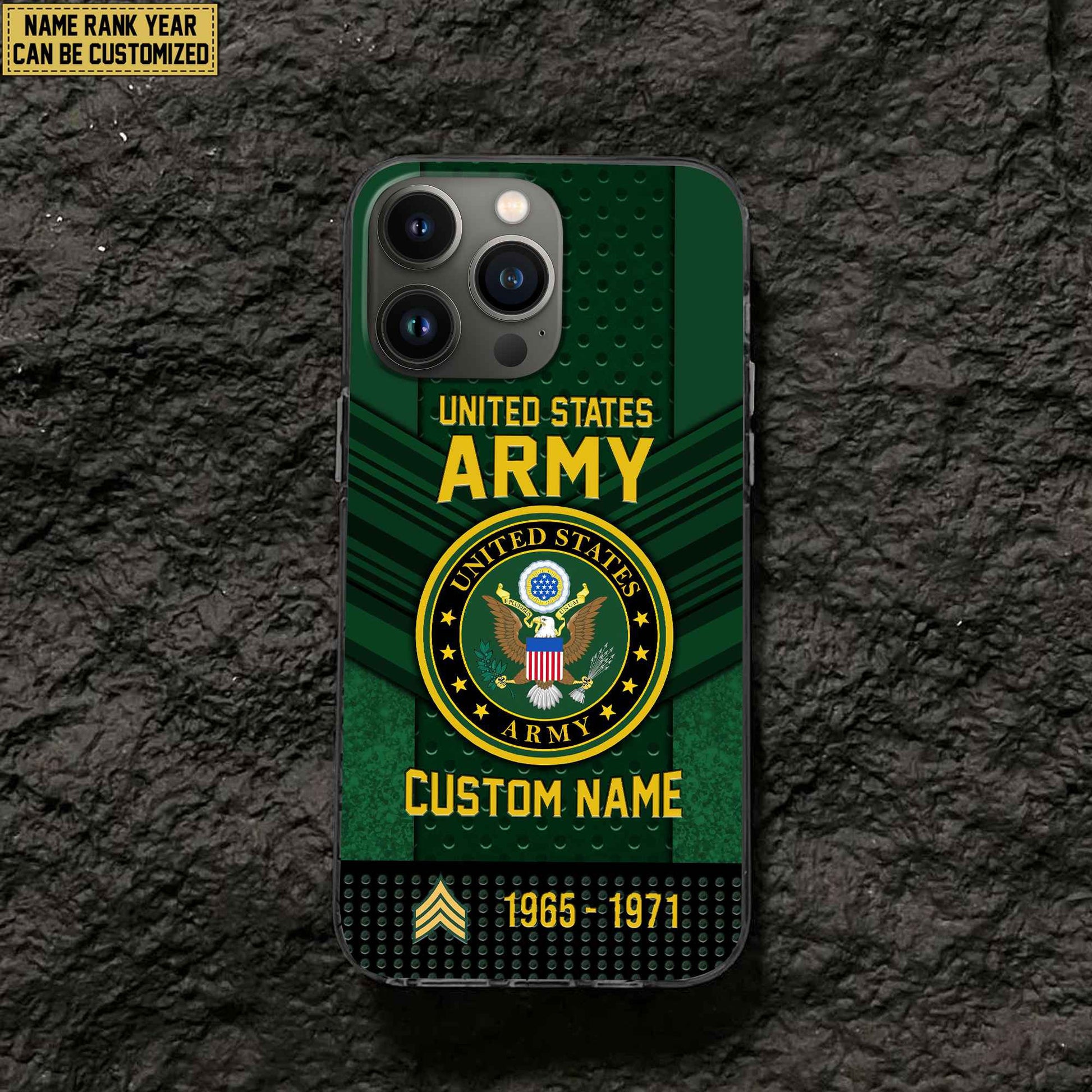 Premium Custom Name, Rank US Army Veteran Phone Case, Gifts For Veterans Day, Father's Day, Gifts For US Army Veteran VPVC500801