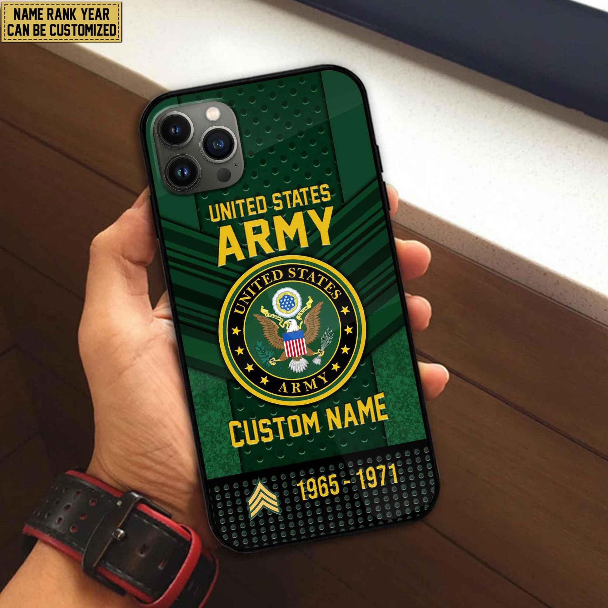 Premium Custom Name, Rank US Army Veteran Phone Case, Gifts For Veterans Day, Father's Day, Gifts For US Army Veteran VPVC500801