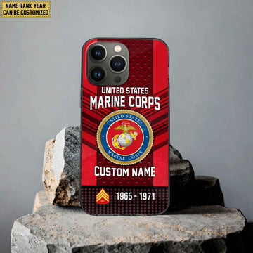 Premium Custom Name, Rank USMC Veteran Phone Case, Gifts For Veterans Day, Father's Day, Gifts For USMC Veteran VPVC500803