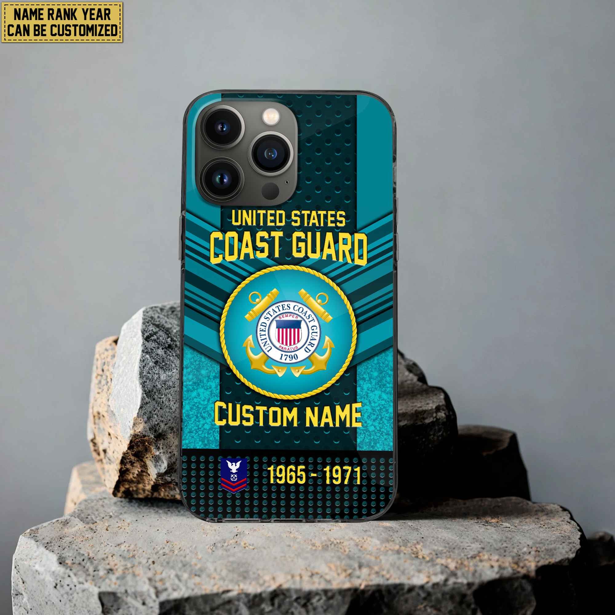 Premium Custom Name, Rank USCG Veteran Phone Case, Gifts For Veterans Day, Father's Day, Gifts For Coast Guard Veteran VPVC500805