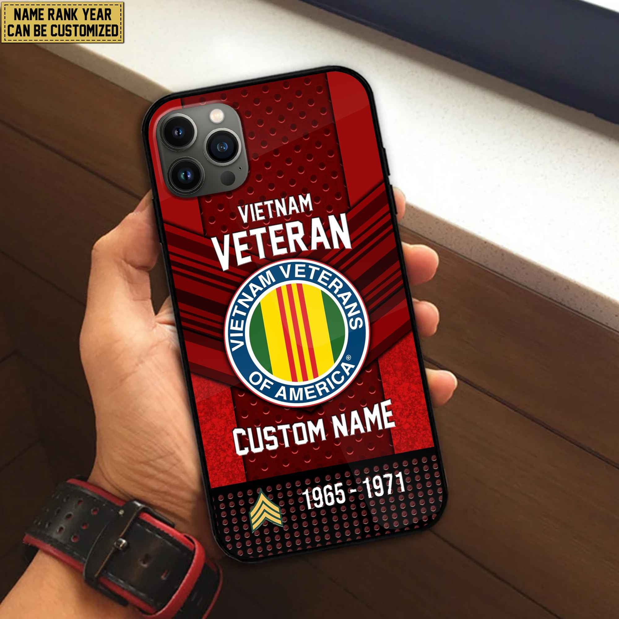 Premium Custom Name, Rank Vietnam Veteran Phone Case, Gifts For Veterans Day, Father's Day, Gifts For Vietnam Veteran VPVC500806