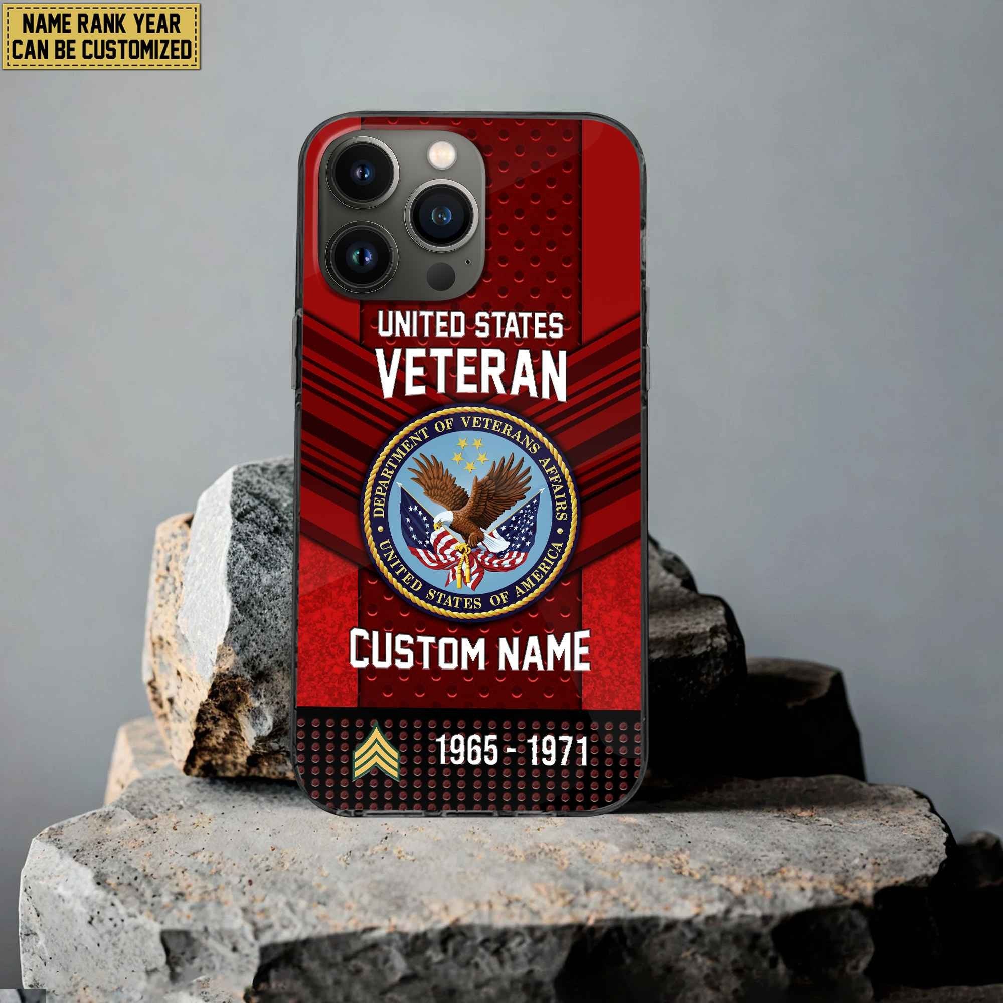 Premium Custom Name, Rank US Veteran Phone Case, Gifts For Veterans Day, Father's Day, Gifts For US Veteran VPVC500807