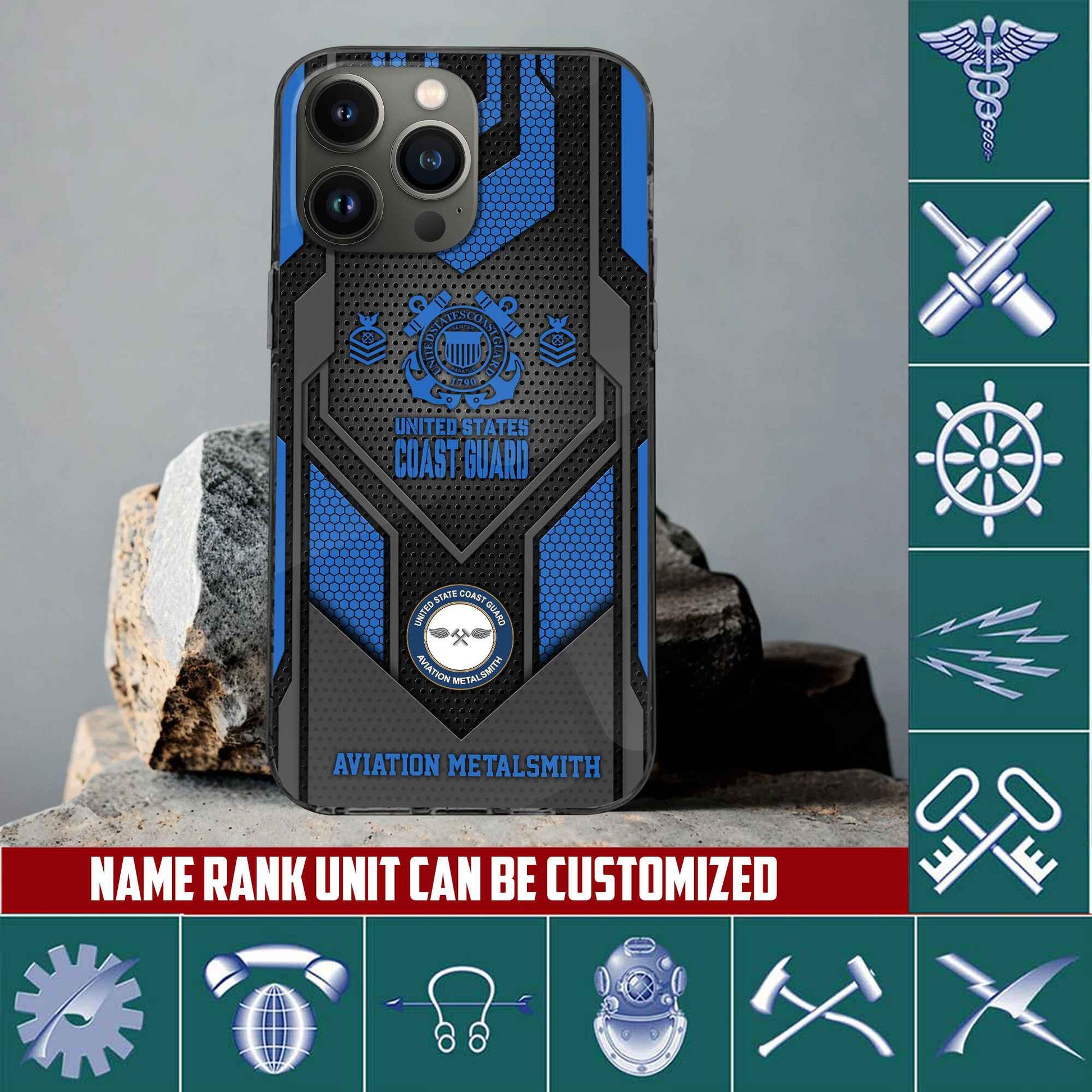 Premium Custom Name, Rank USCG Veteran Phone Case, Gifts For Coast Guard Veteran VPVC500205