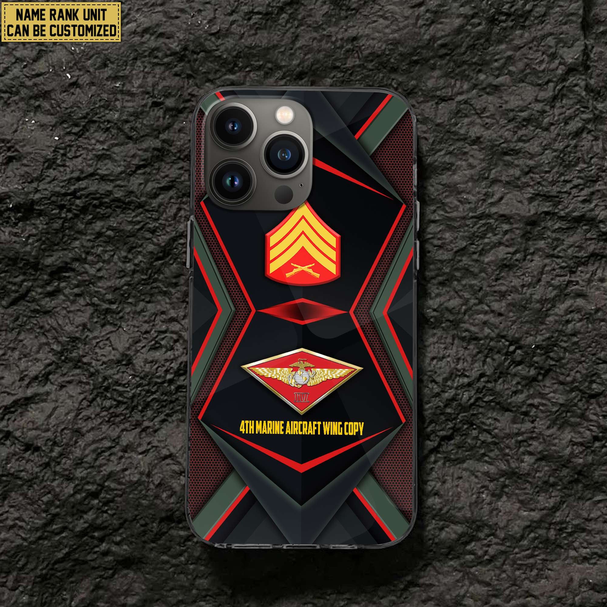USMC Phone Case, Custom Name, Rank, Gifts For Dad, For Husband, Gifts For Marine Veteran VPVC500303