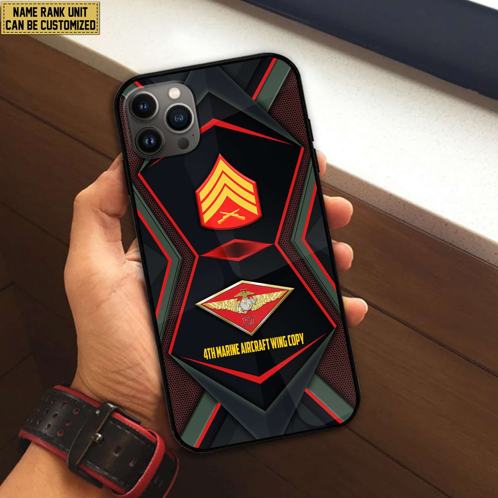 USMC Phone Case, Custom Name, Rank, Gifts For Dad, For Husband, Gifts For Marine Veteran VPVC500303