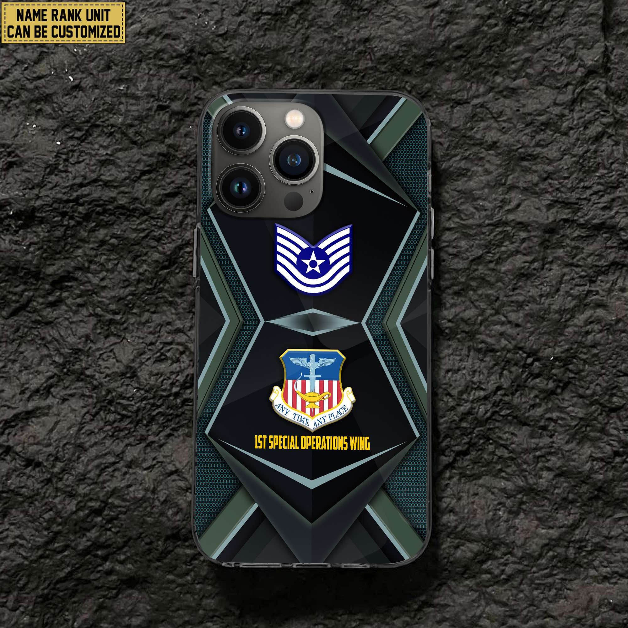 USAF Phone Case, Custom Name, Rank, Gifts For Dad, For Husband, Gifts For Air Force Veteran VPVC500304
