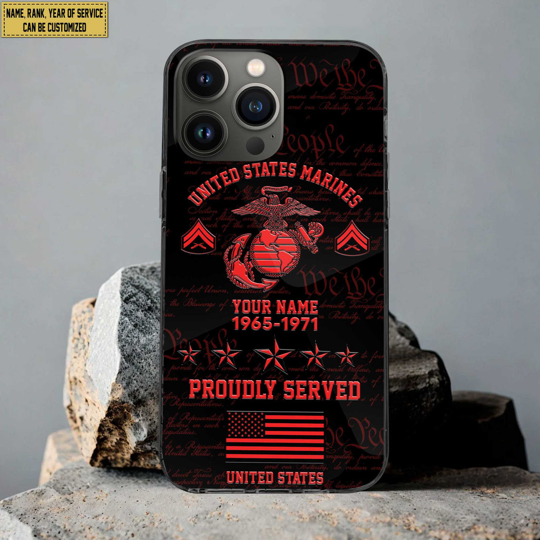 USMC Phone Case, Custom Name, Rank, Gifts For Dad, For Husband, Gifts For Marine Veteran VPVC500403