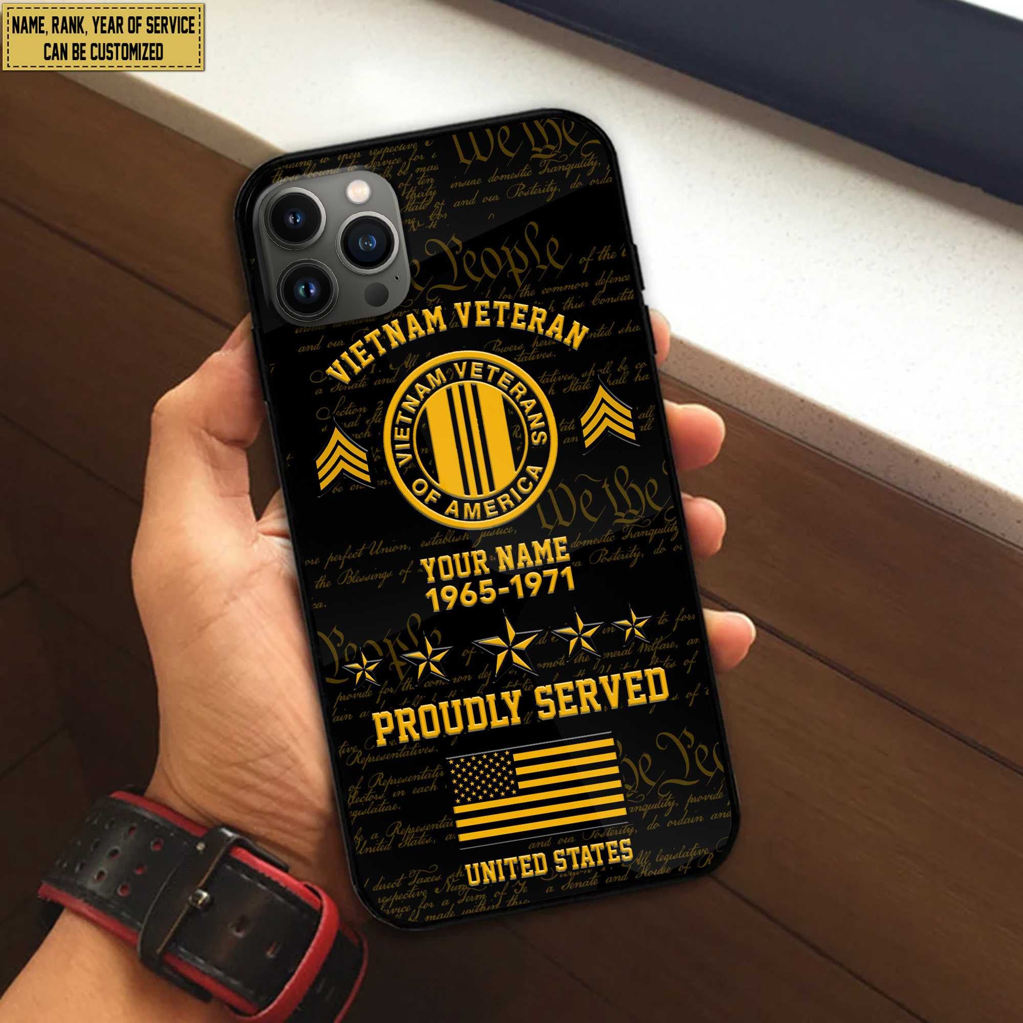 Vietnam Veteran Phone Case, Custom Name, Rank, Gifts For Dad, For Husband, Gifts For Vietnam Veteran VPVC500406
