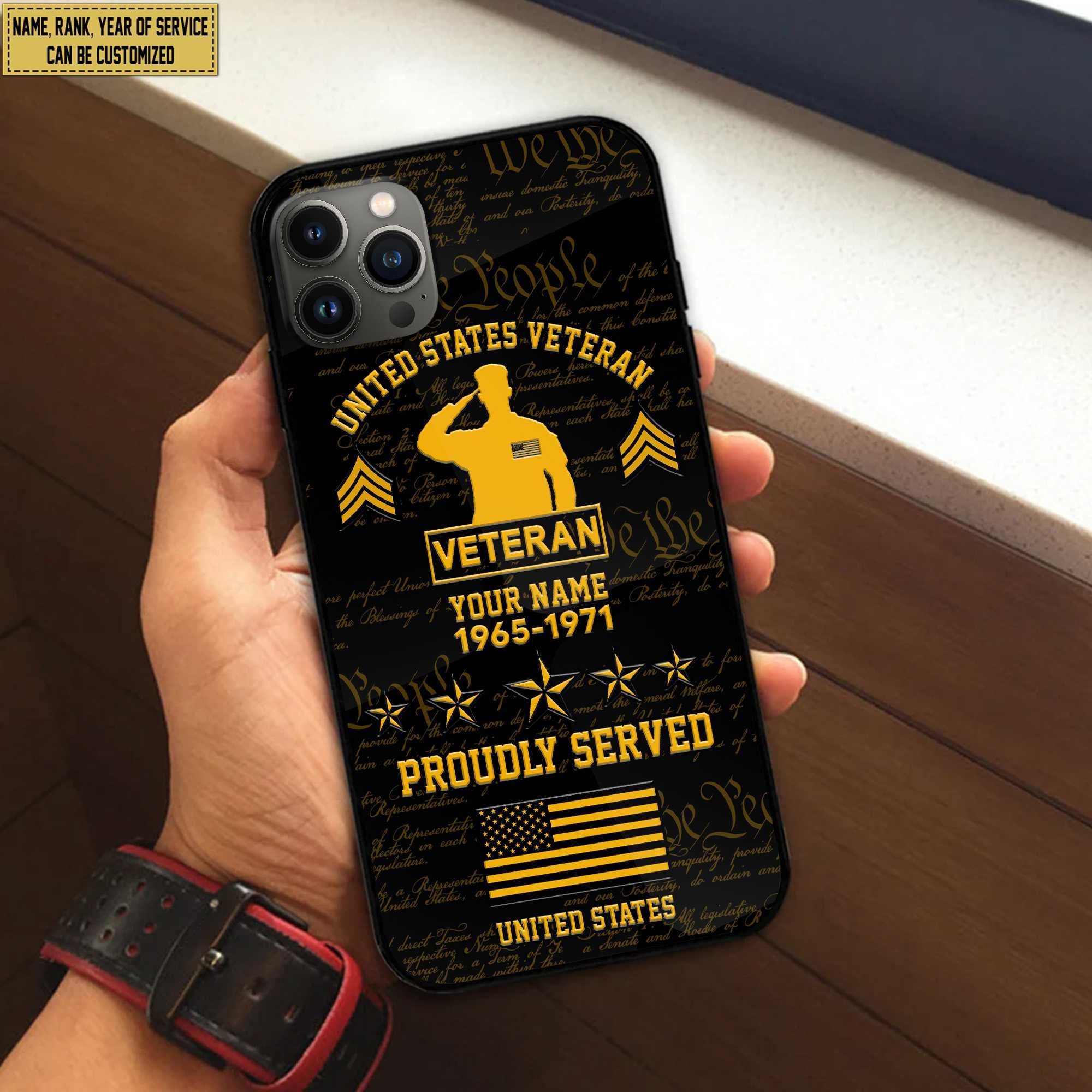 US Veteran Phone Case, Custom Name, Rank, Gifts For Dad, For Husband, Gifts For US Veteran VPVC500407