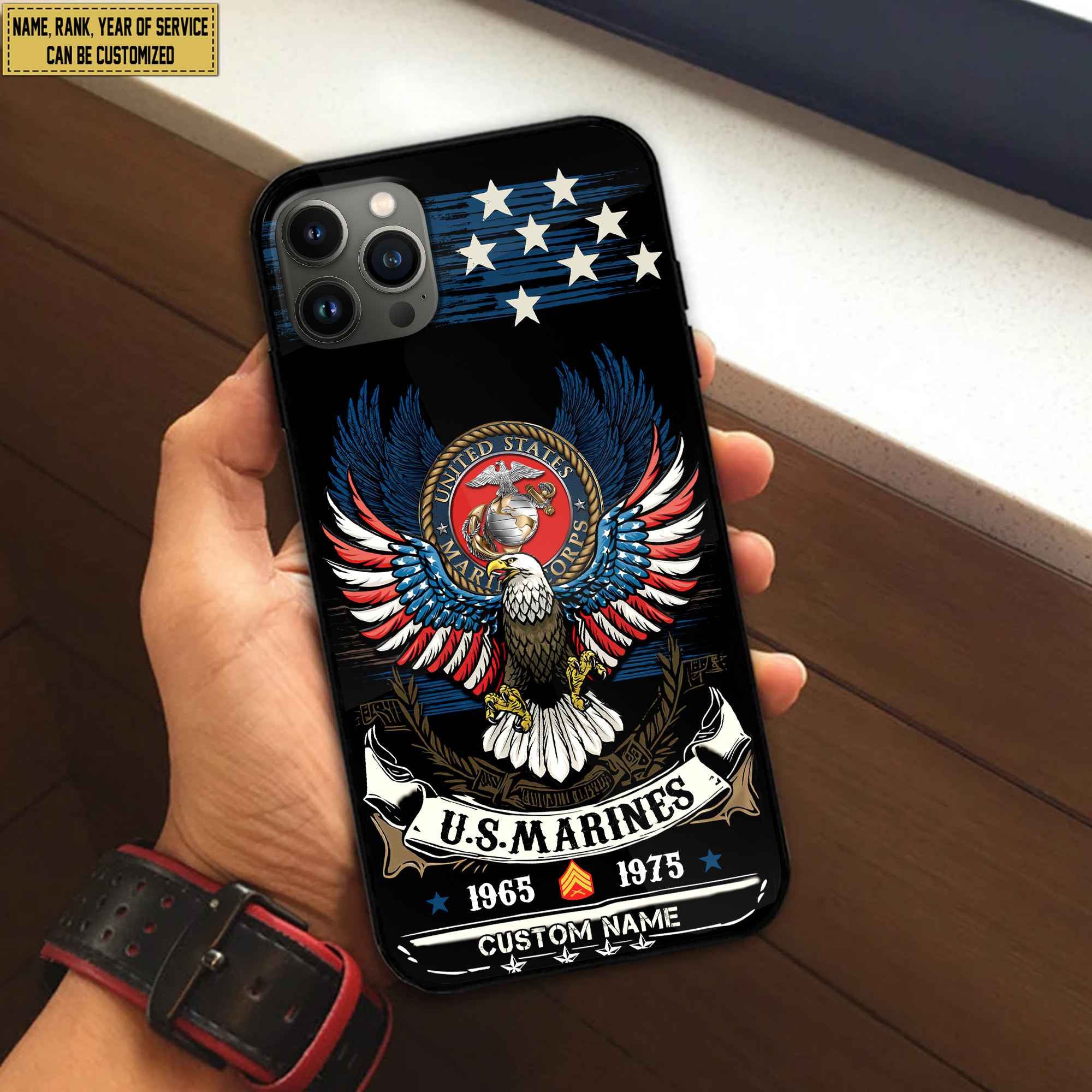 Premium Custom Name, Rank USMC Veteran Phone Case, Gifts For Marine Veteran, Gifts For Dad, For Husband VPVC500503