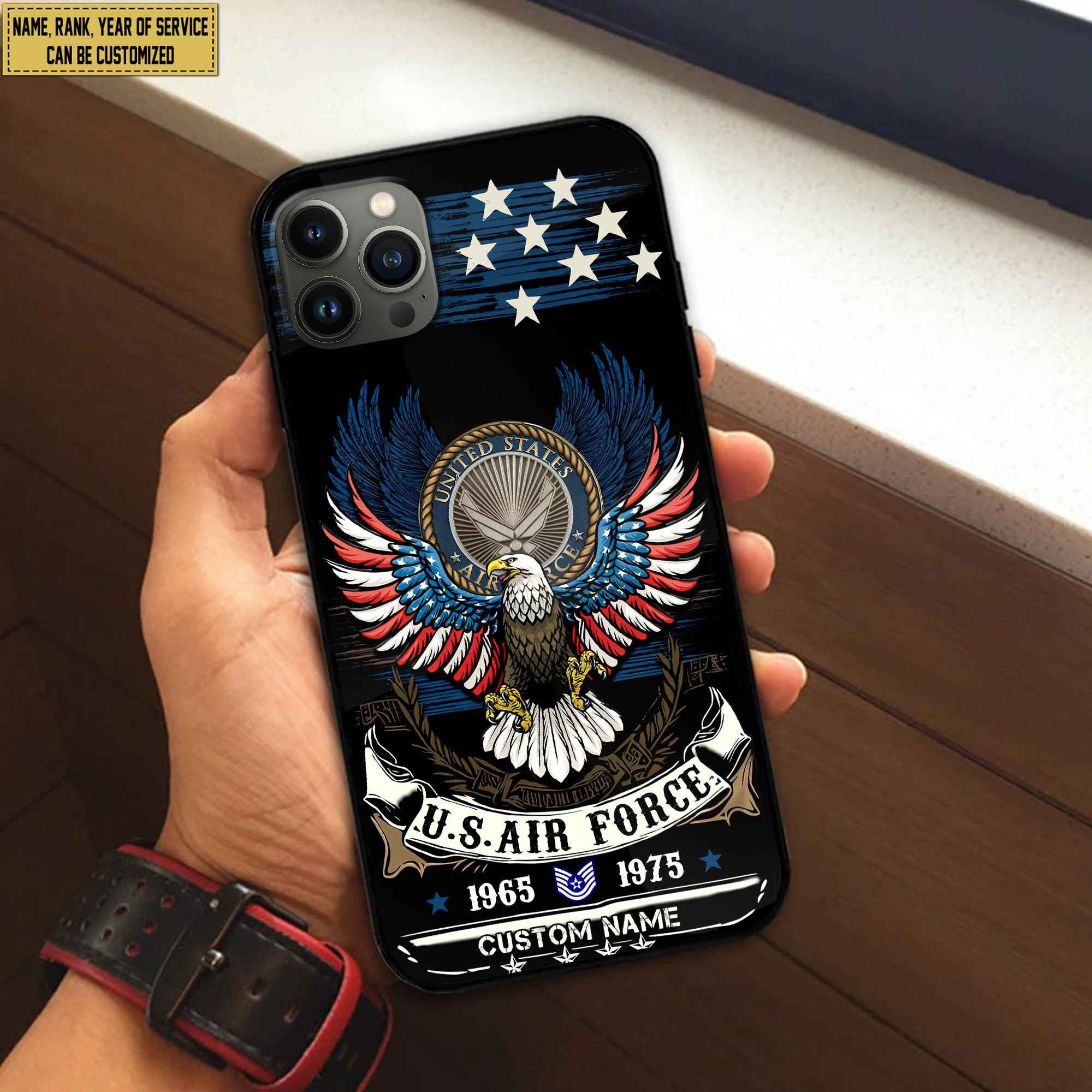 Premium Custom Name, Rank USAF Veteran Phone Case, Gifts For Air Force Veteran, Gifts For Dad, For Husband VPVC500504