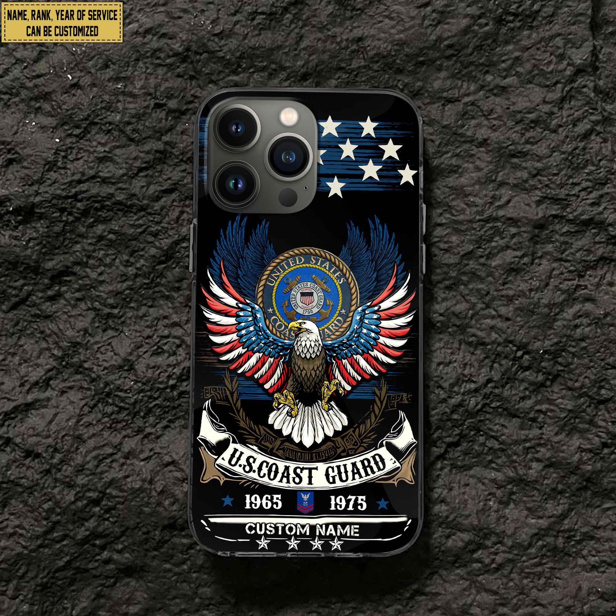 Premium Custom Name, Rank USCG Veteran Phone Case, Gifts For Coast Guard Veteran, Gifts For Dad, For Husband VPVC500505