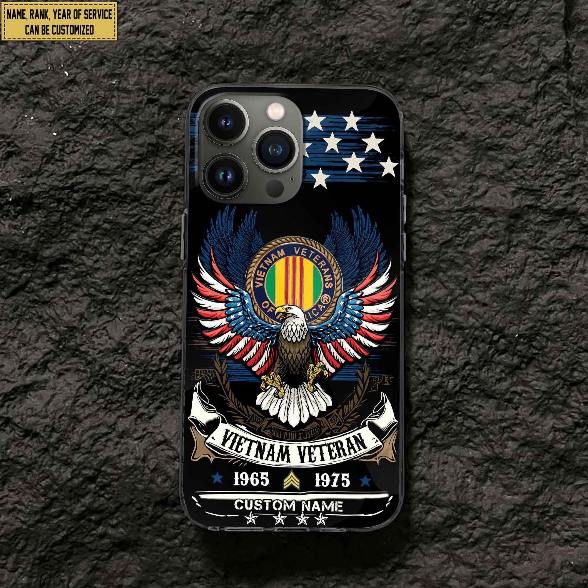 Premium Custom Name, Rank Vietnam Veteran Phone Case, Gifts For Vietnam Veteran, Gifts For Dad, For Husband VPVC500506