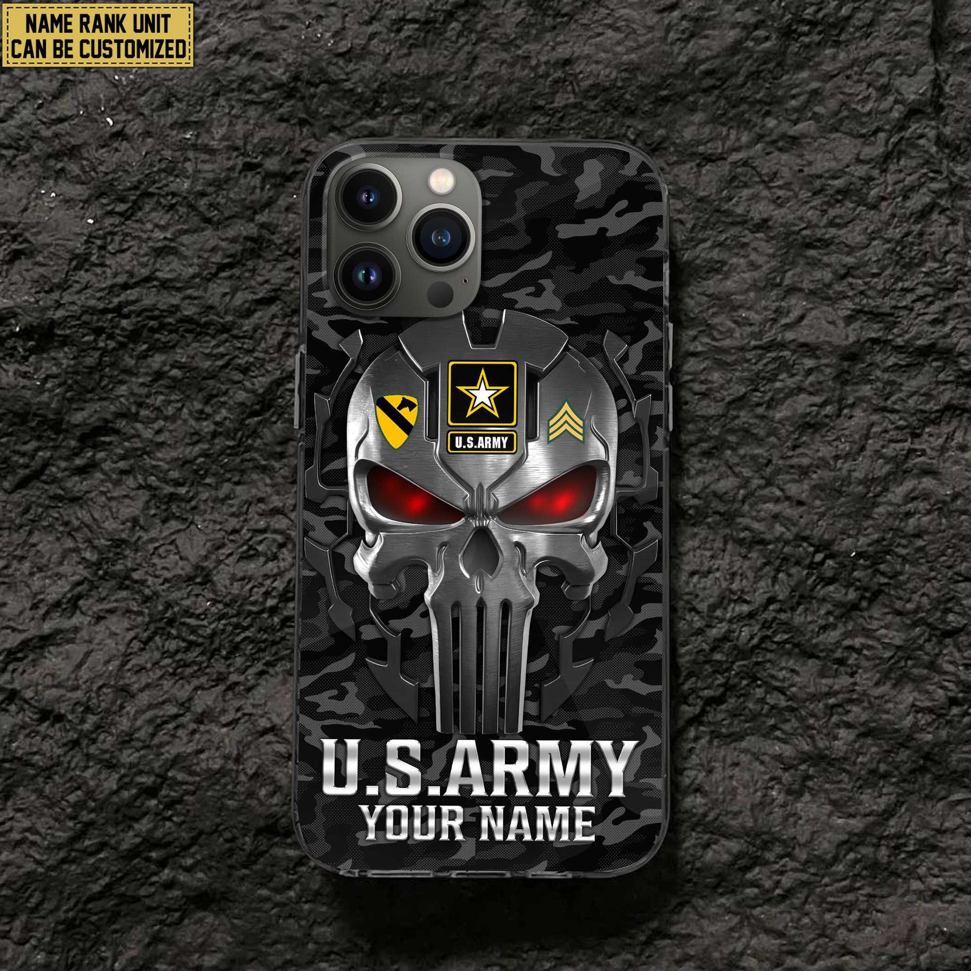 Premium Custom Name, Rank US Army Veteran Phone Case, Gifts For Army Veteran, Gifts For Dad, For Husband VPVC500901