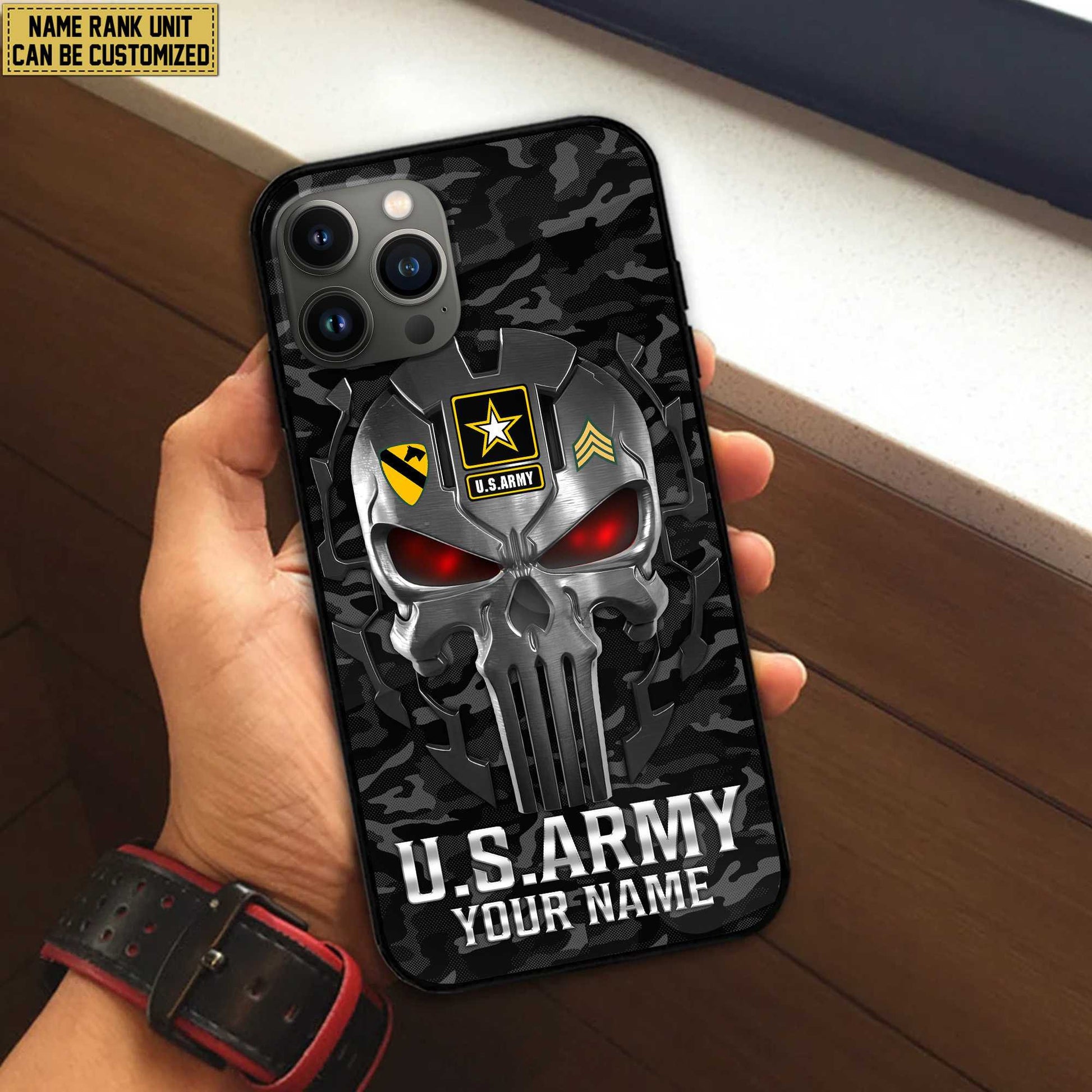 Premium Custom Name, Rank US Army Veteran Phone Case, Gifts For Army Veteran, Gifts For Dad, For Husband VPVC500901