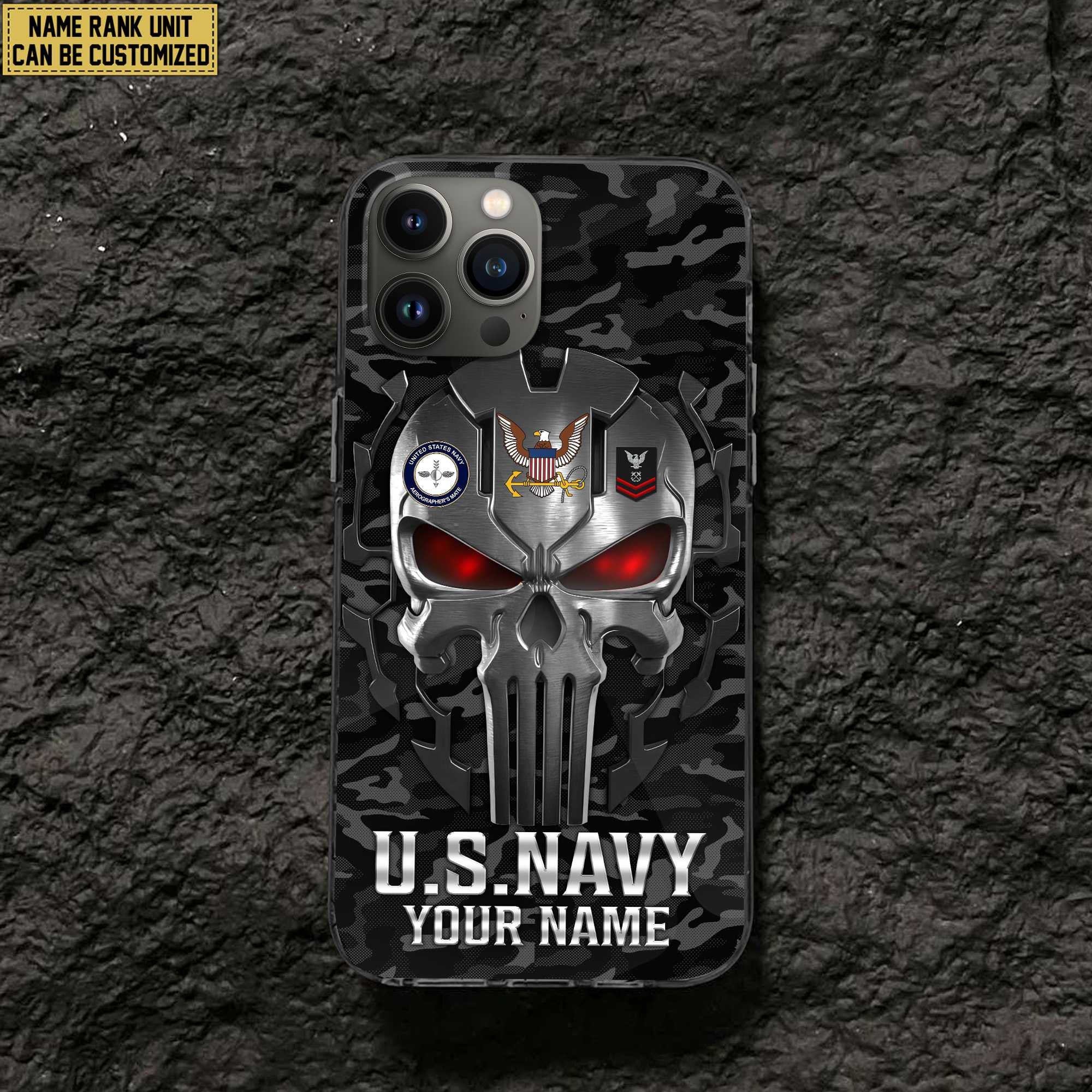 Premium Custom Name, Rank US Navy Veteran Phone Case, Gifts For Navy Veteran, Gifts For Dad, For Husband VPVC500902