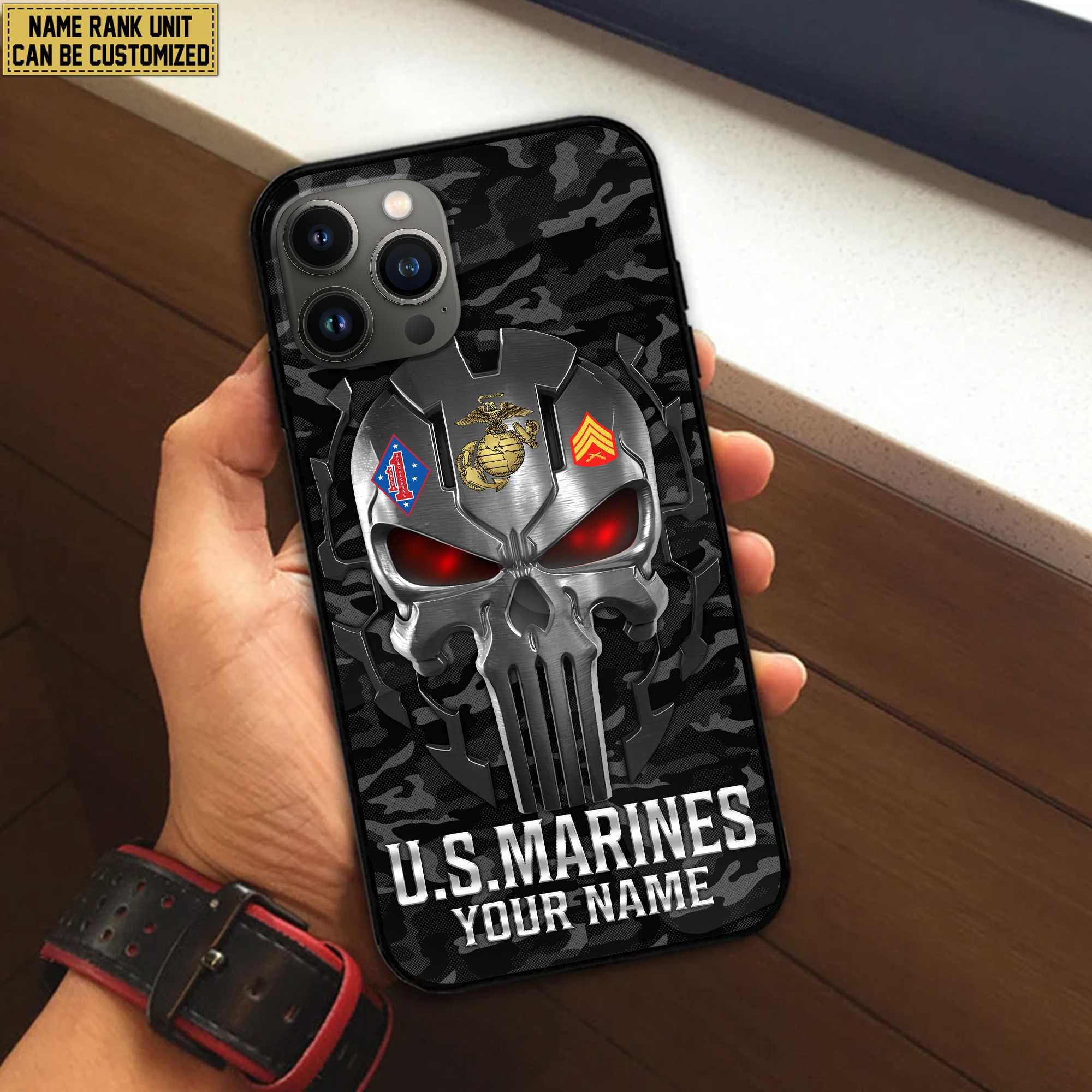 Premium Custom Name, Rank USMC Veteran Phone Case, Gifts For Marine Veteran, Gifts For Dad, For Husband VPVC500903