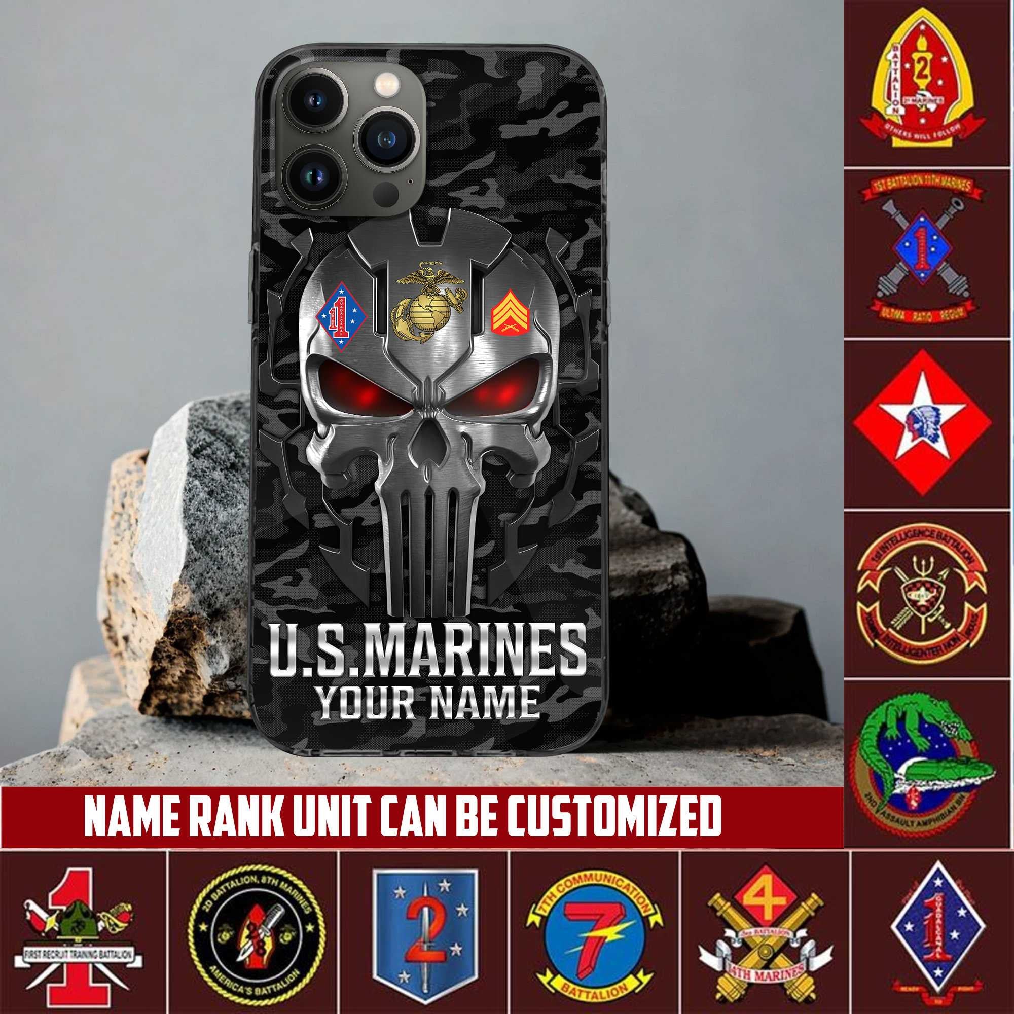 Premium Custom Name, Rank USMC Veteran Phone Case, Gifts For Marine Veteran, Gifts For Dad, For Husband VPVC500903