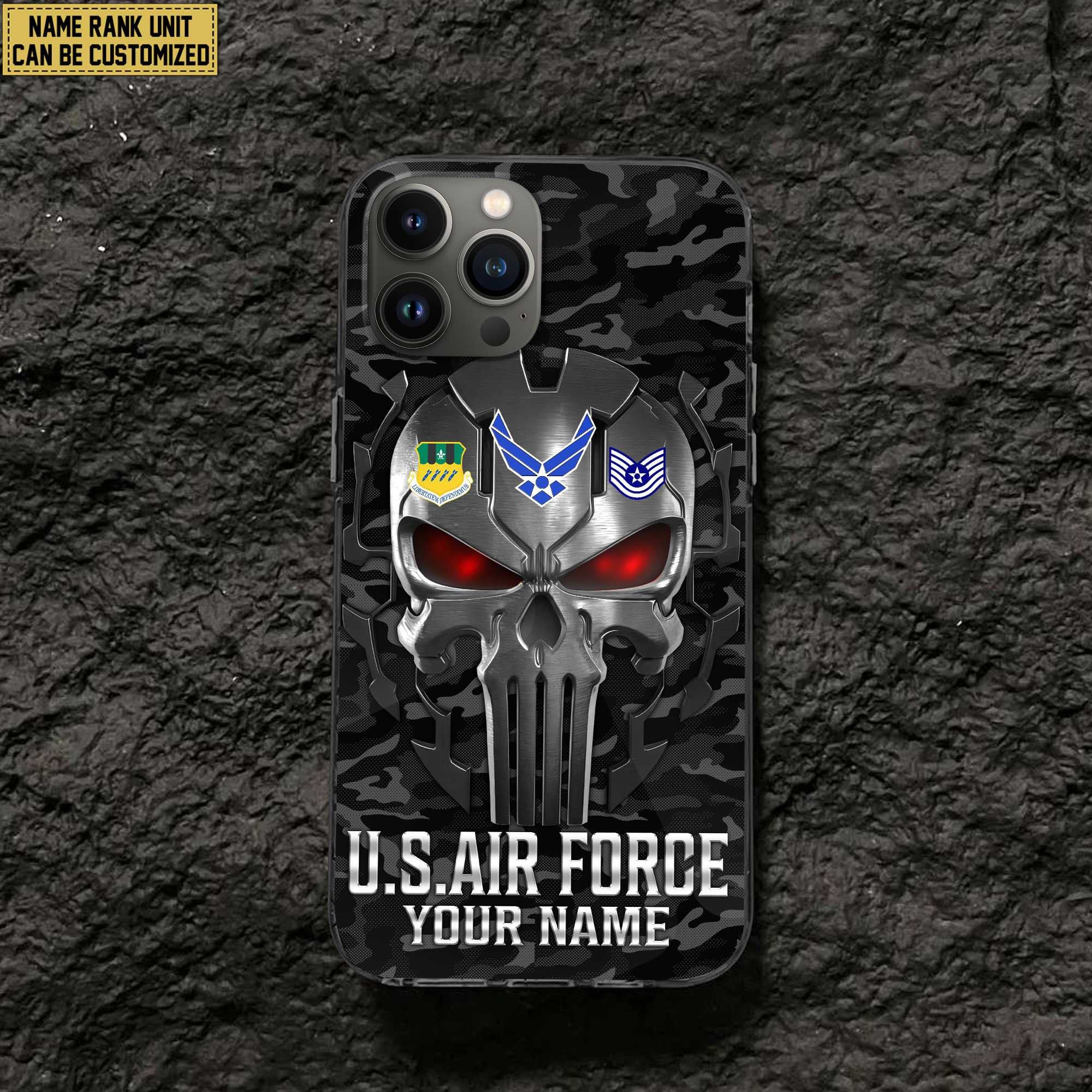 Premium Custom Name, Rank USAF Veteran Phone Case, Gifts For Air Force Veteran, Gifts For Dad, For Husband VPVC500904