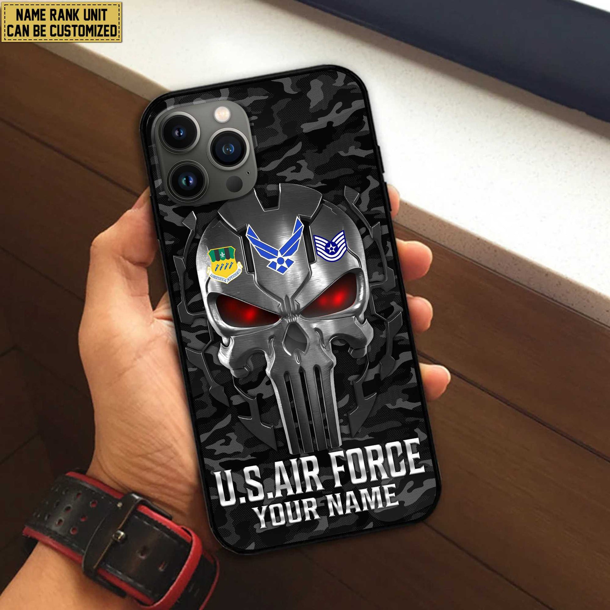 Premium Custom Name, Rank USAF Veteran Phone Case, Gifts For Air Force Veteran, Gifts For Dad, For Husband VPVC500904