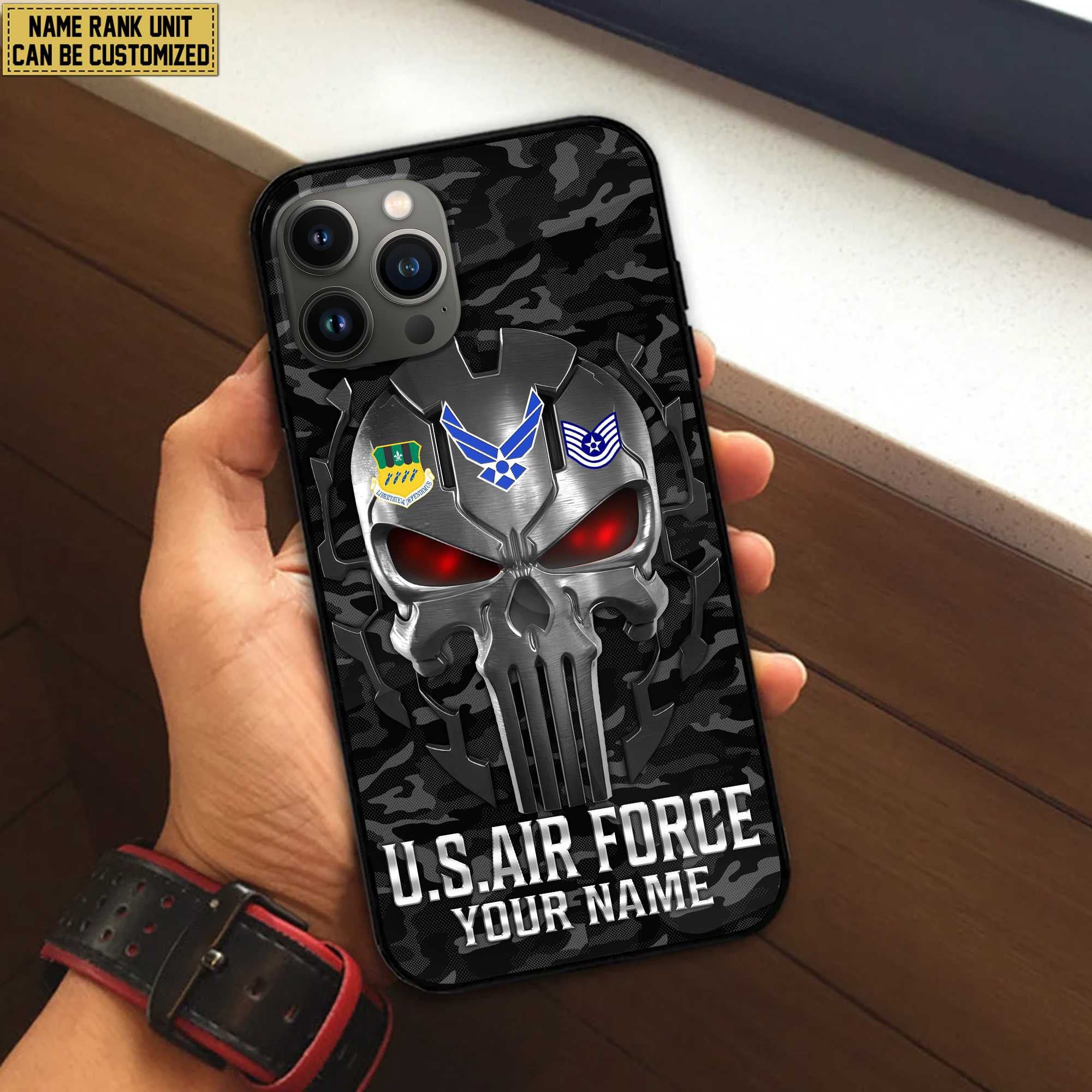 Premium Custom Name, Rank USAF Veteran Phone Case, Gifts For Air Force Veteran, Gifts For Dad, For Husband VPVC500904