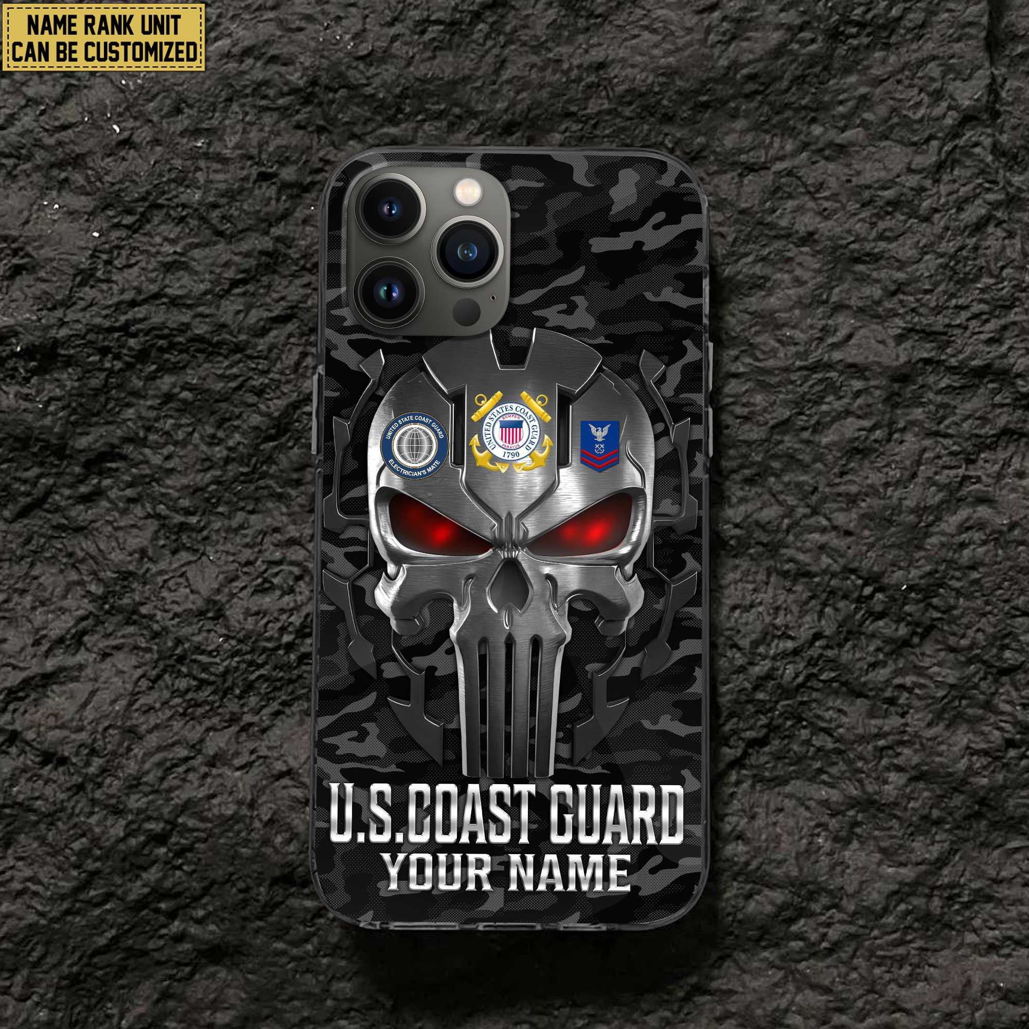 Premium Custom Name, Rank USCG Veteran Phone Case, Gifts For Coast Guard Veteran, Gifts For Dad, For Husband VPVC500905