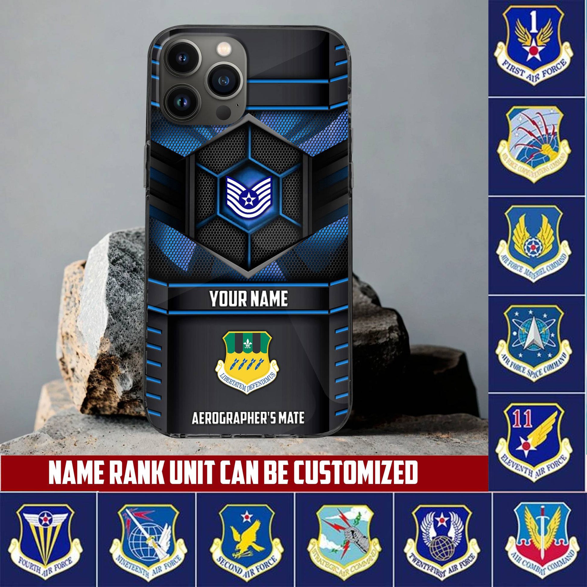 Premium Custom Name, Rank, Unit USAF Veteran Phone Case, Gifts For Dad, For Husband, Gifts For US Air Force Veteran VPVC501204