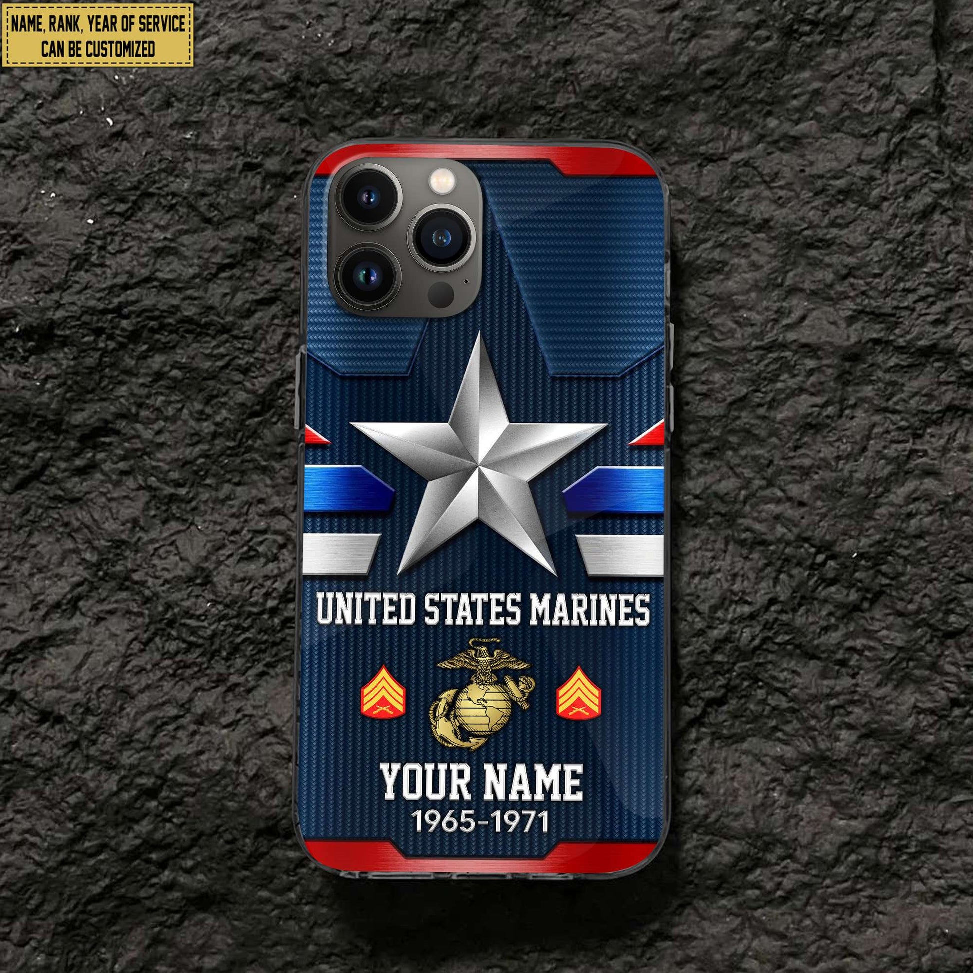 USMC Phone Case, Custom Name, Rank Gifts For Marine Veteran, Gifts For Veterans Day, Father's Day VPVC501303
