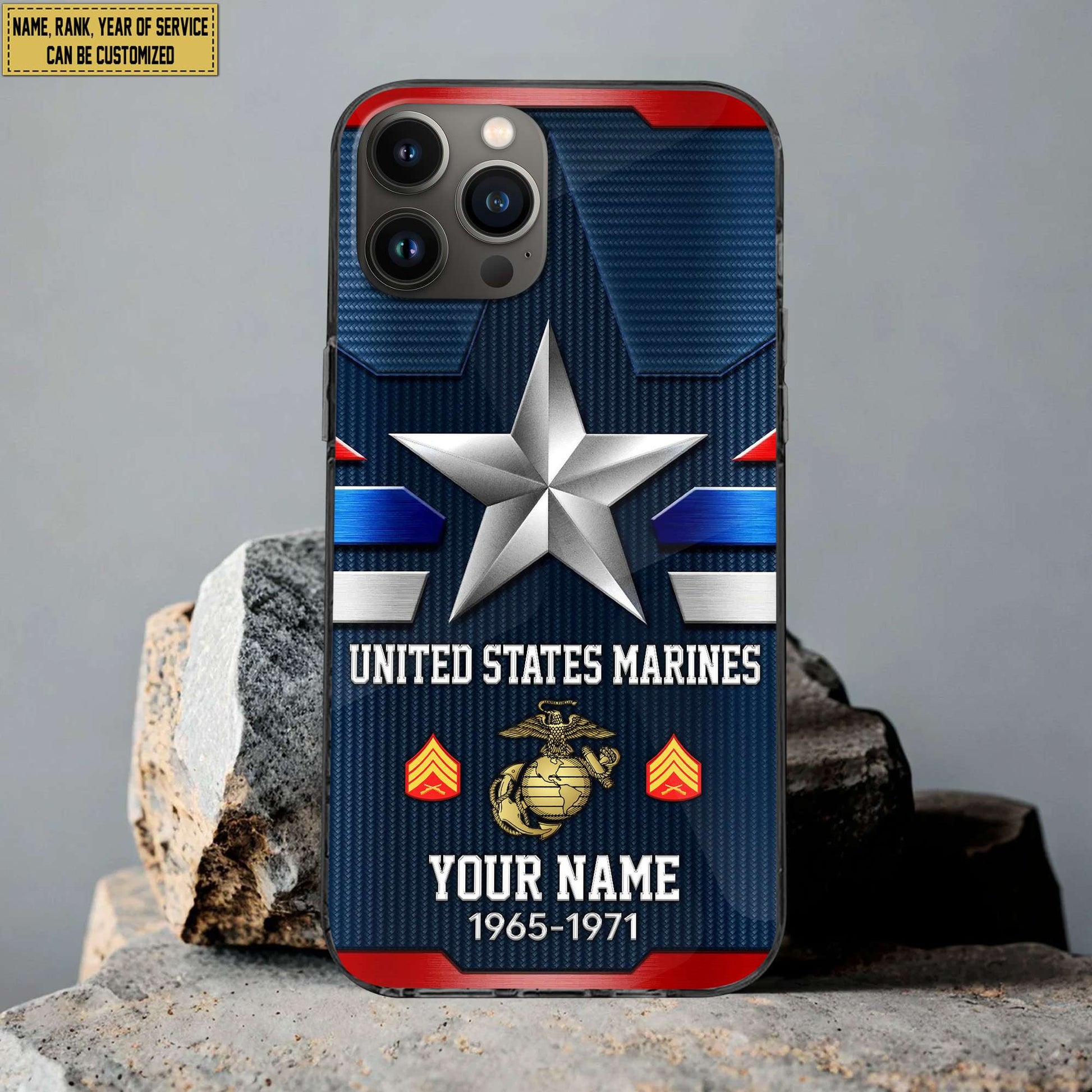 USMC Phone Case, Custom Name, Rank Gifts For Marine Veteran, Gifts For Veterans Day, Father's Day VPVC501303