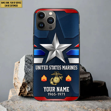 USMC Phone Case, Custom Name, Rank Gifts For Marine Veteran, Gifts For Veterans Day, Father's Day VPVC501303