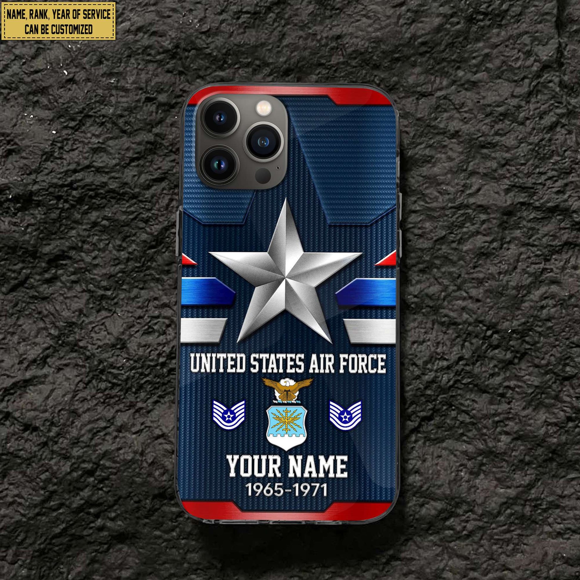 USAF Phone Case, Custom Name, Rank Gifts For Air Force Veteran, Gifts For Veterans Day, Father's Day VPVC501304