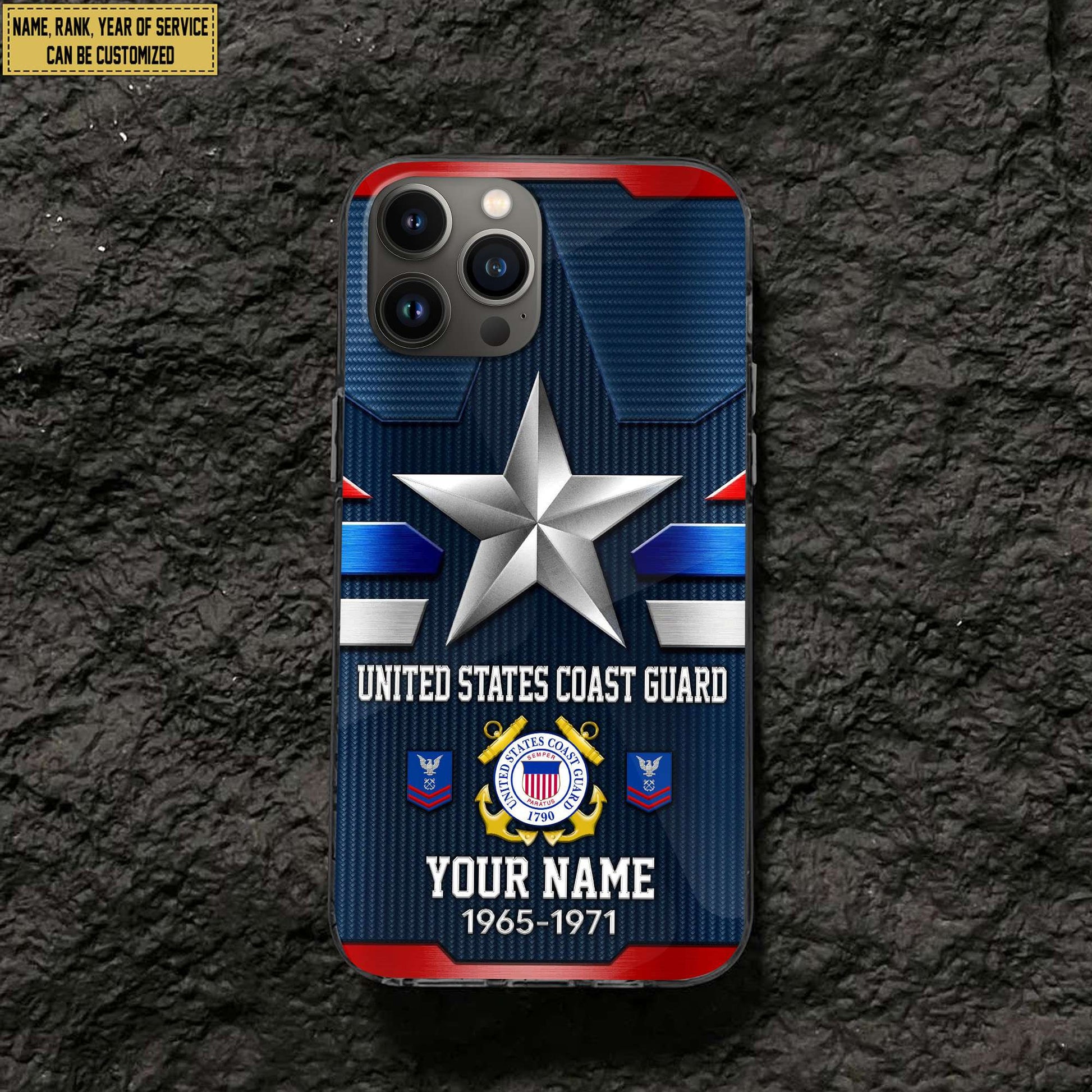USCG Phone Case, Custom Name, Rank Gifts For Coast Guard Veteran, Gifts For Veterans Day, Father's Day VPVC501305