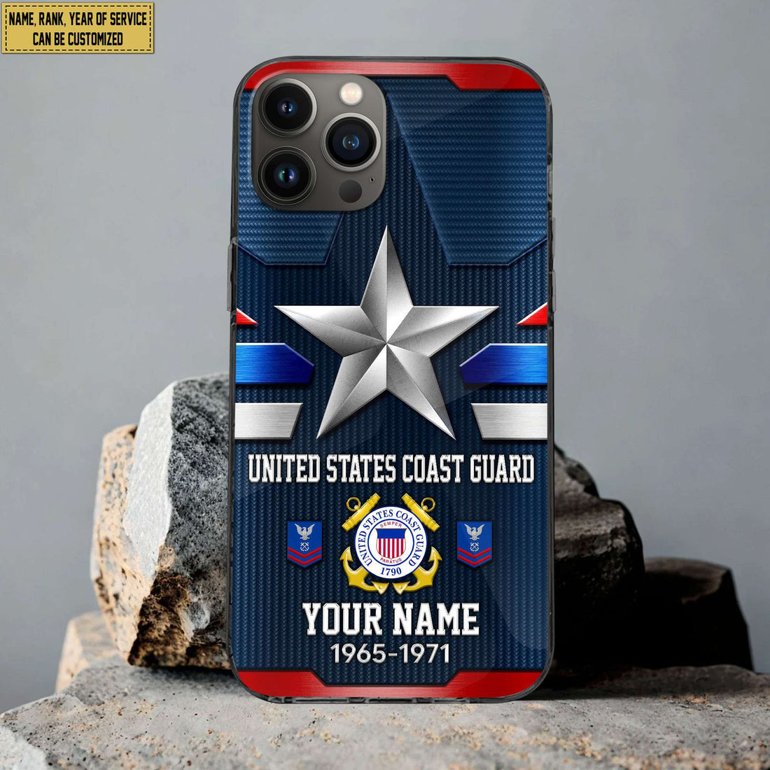 USCG Phone Case, Custom Name, Rank Gifts For Coast Guard Veteran, Gifts For Veterans Day, Father's Day VPVC501305