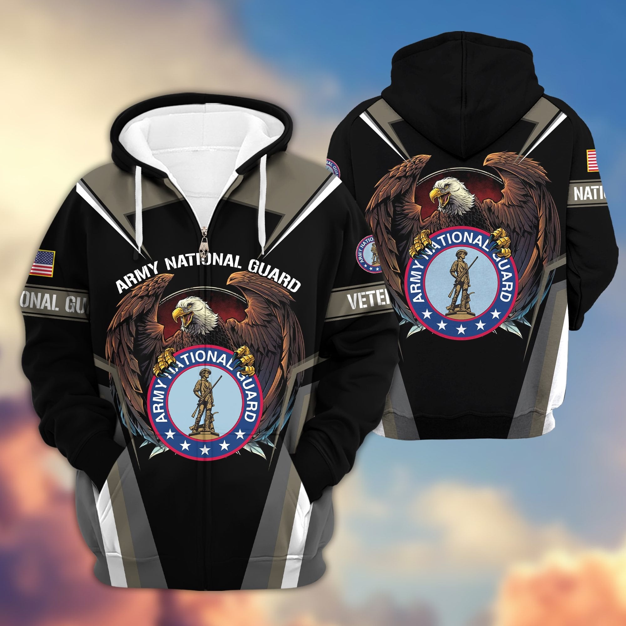 Premium Army National Guard Zip Hoodie Gifts For US Veteran VPVC602404