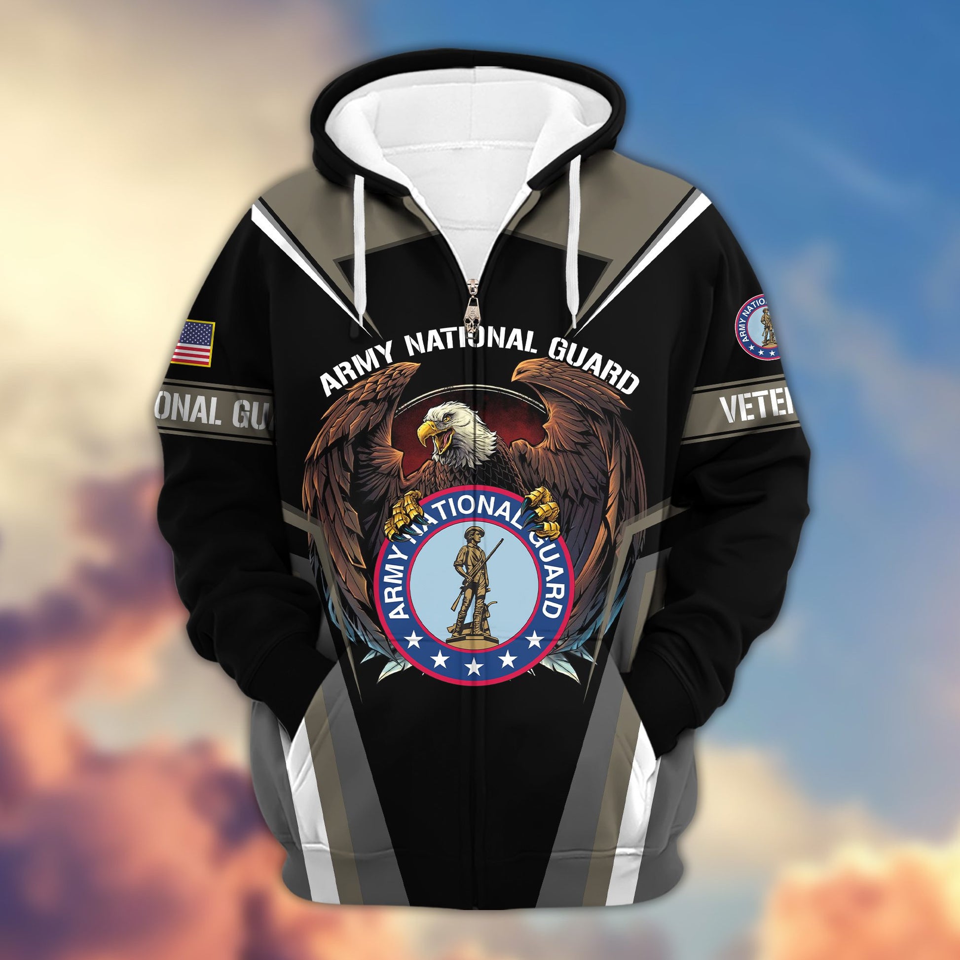Premium Army National Guard Zip Hoodie Gifts For US Veteran VPVC602404