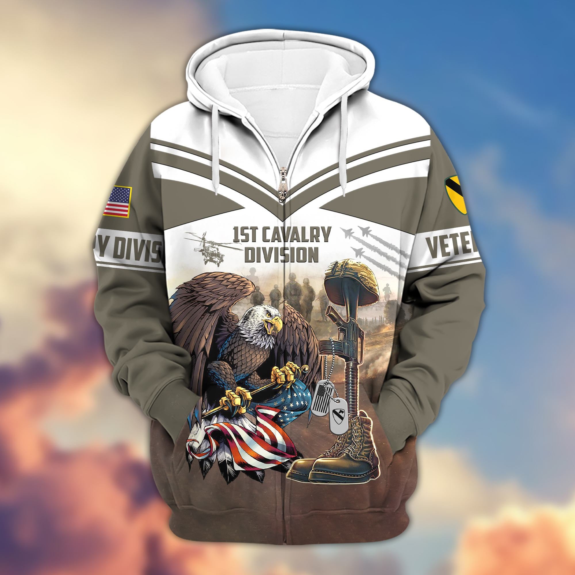 Premium 1st Cavalry Division Veteran Zip Hoodie VPVC602501