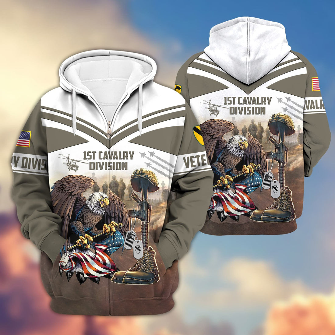 Premium 1st Cavalry Division Veteran Zip Hoodie VPVC602501