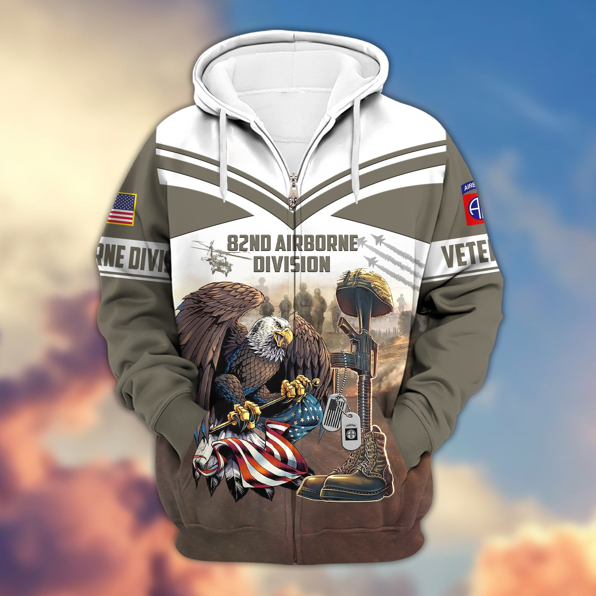 Premium 82nd Airborne Division Veteran Zip Hoodie VPVC602502