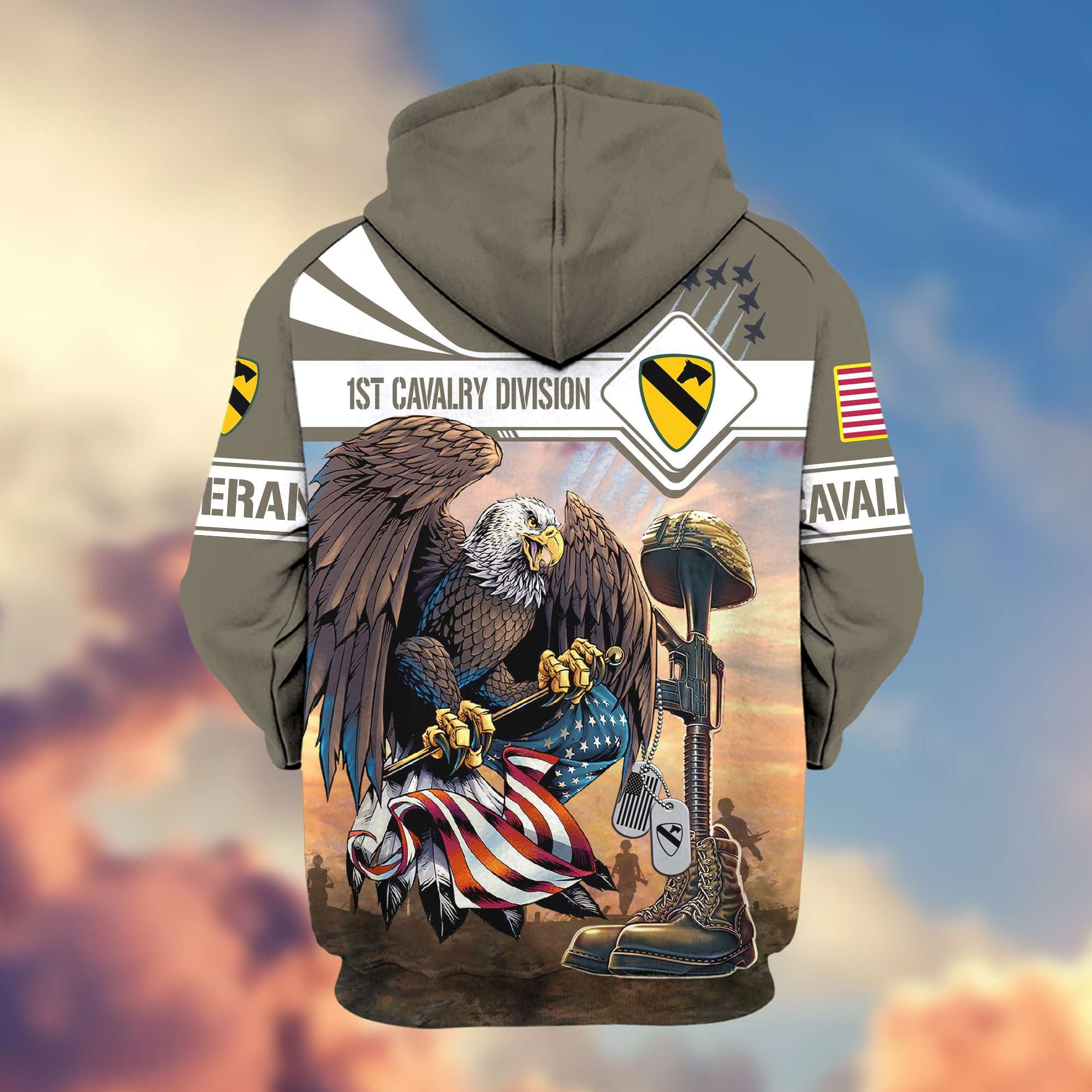 Premium 1st Cavalry Division Zip Hoodie Gifts For US Veteran VPVC602601