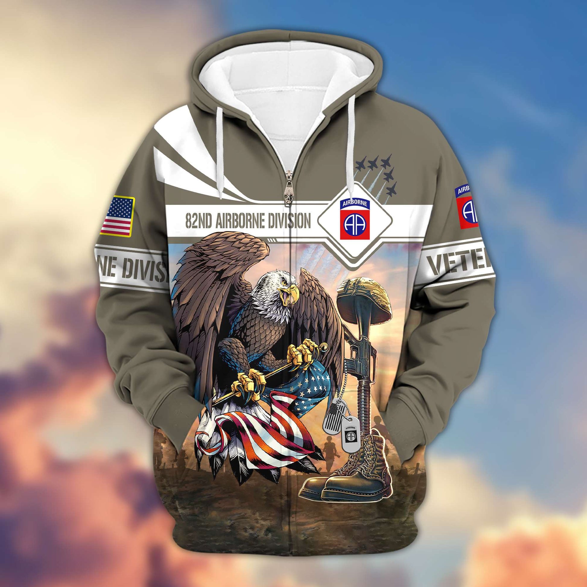 Premium 82nd Airborne Division Zip Hoodie Gifts For US Veteran VPVC602602