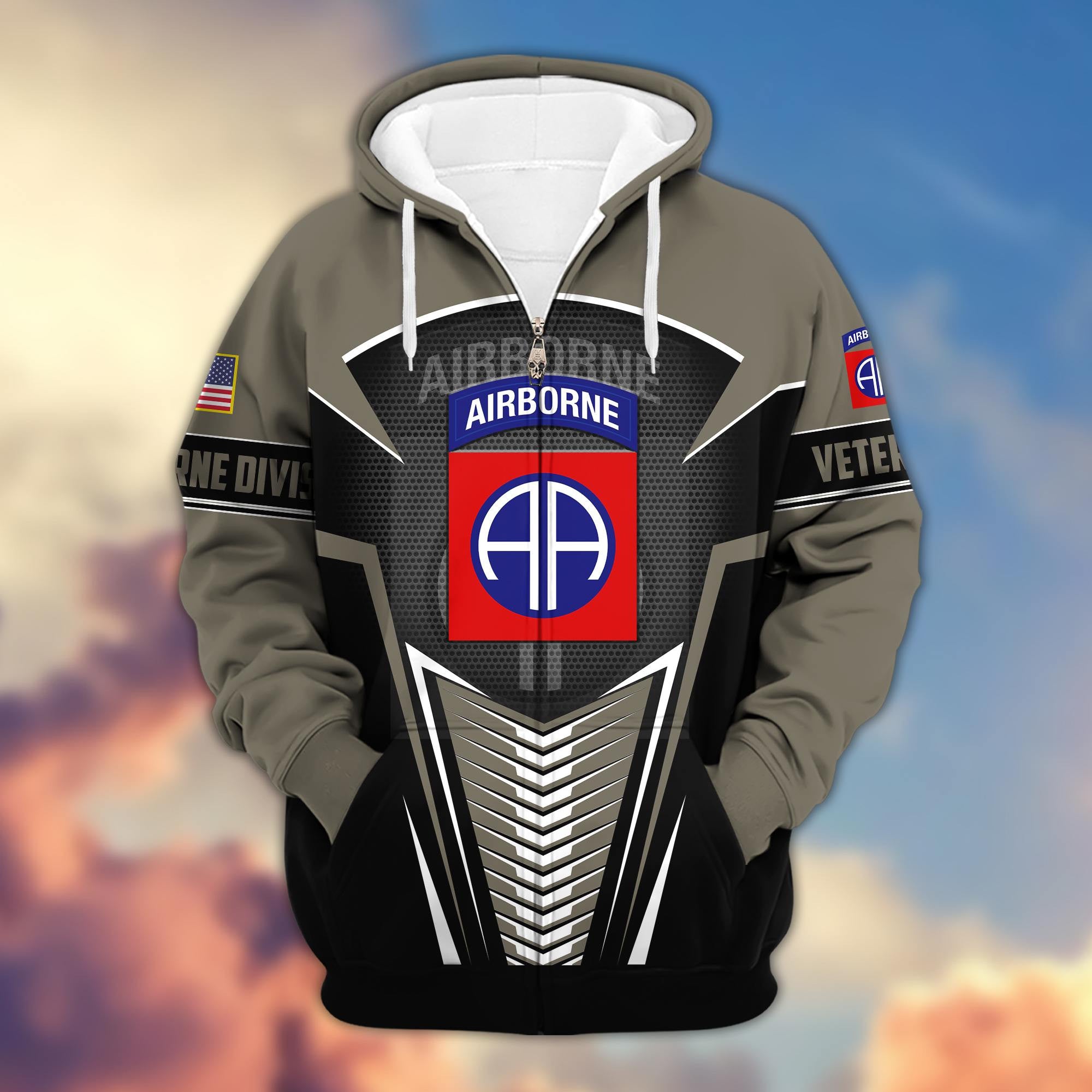 Premium 82nd Airborne Division Veteran Zip Hoodie VPVC602702