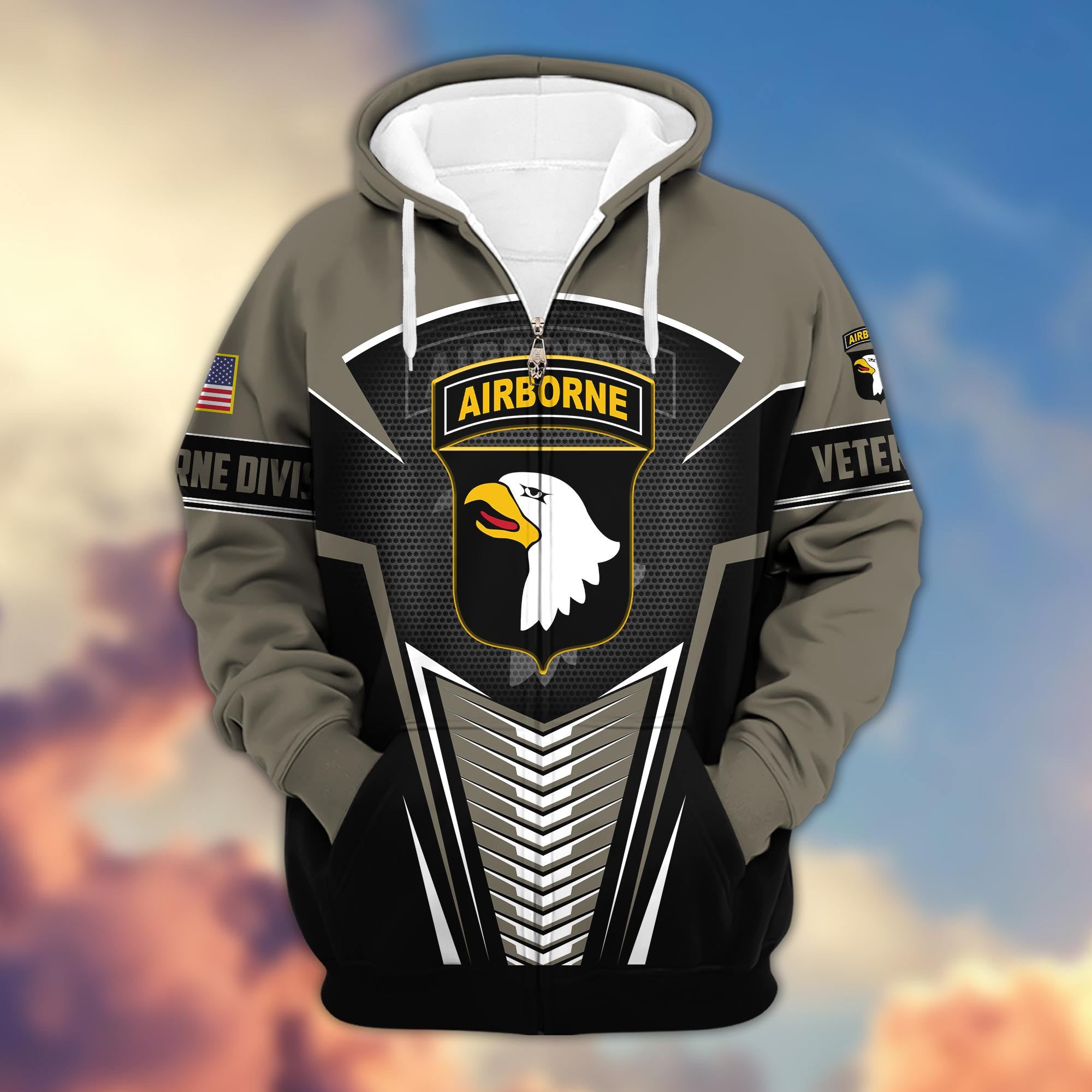Premium 101st Airborne Division US Veteran Zip Hoodie VPVC602703