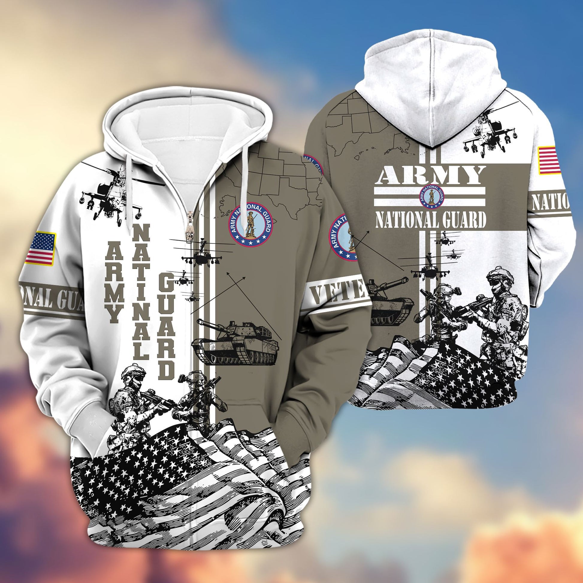 Premium Army National Guard Veteran Zip Hoodie, Gifts For Dad, For Husband VPVC602804