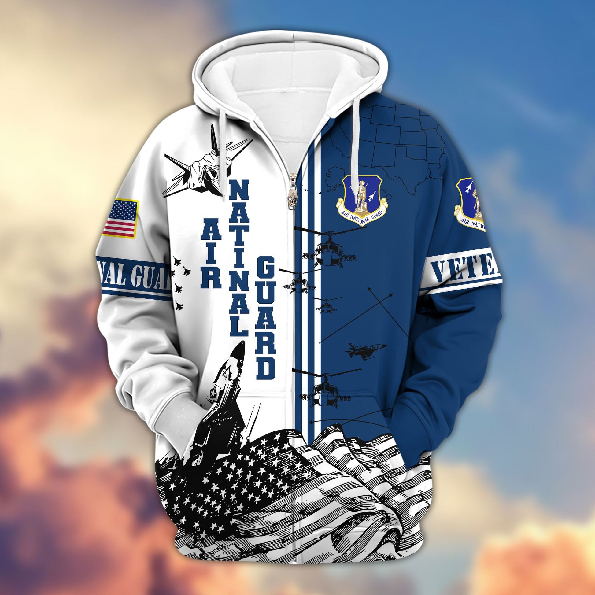 Premium Air National Guard US Veteran Zip Hoodie, Gifts For Dad, For Husband VPVC602805