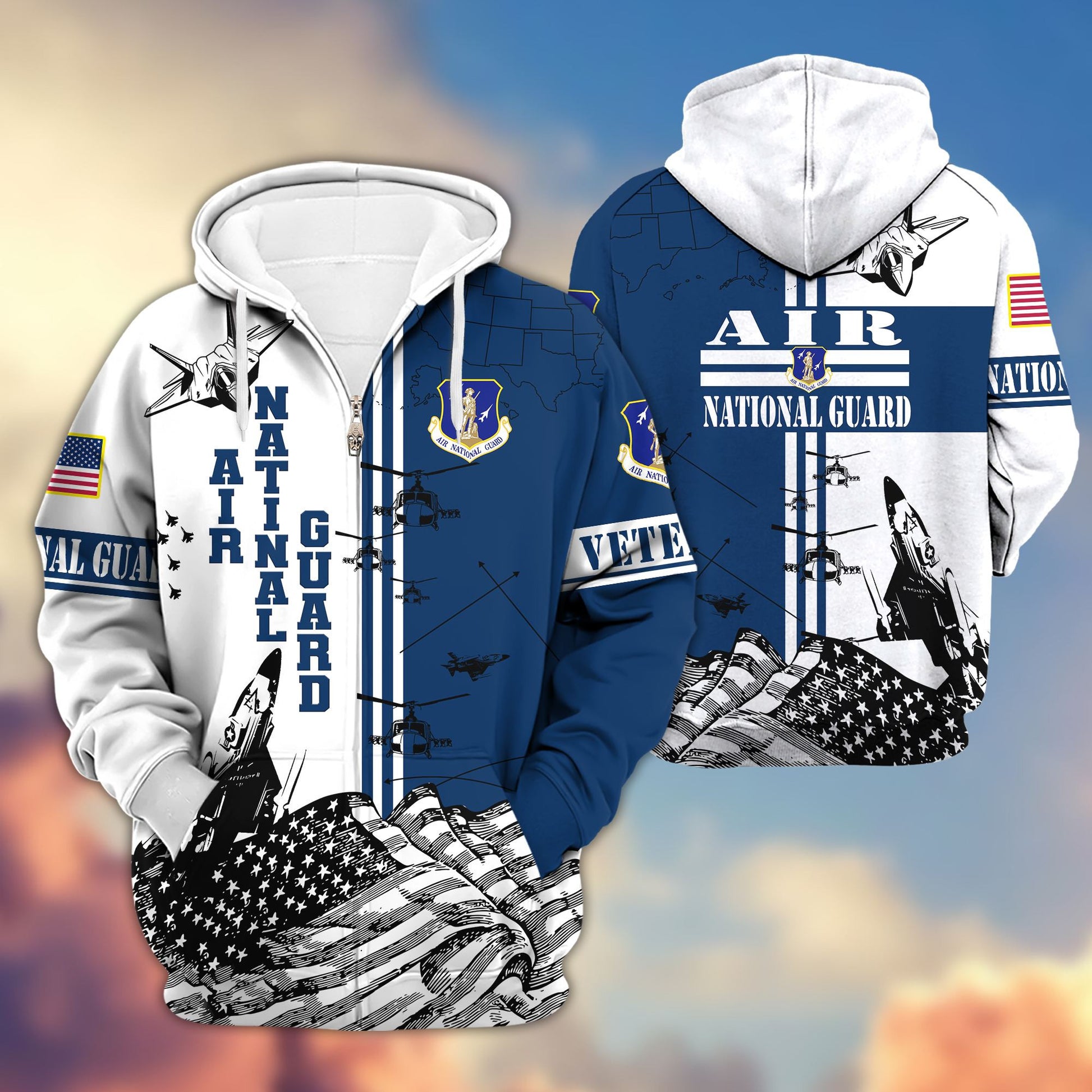 Premium Air National Guard US Veteran Zip Hoodie, Gifts For Dad, For Husband VPVC602805