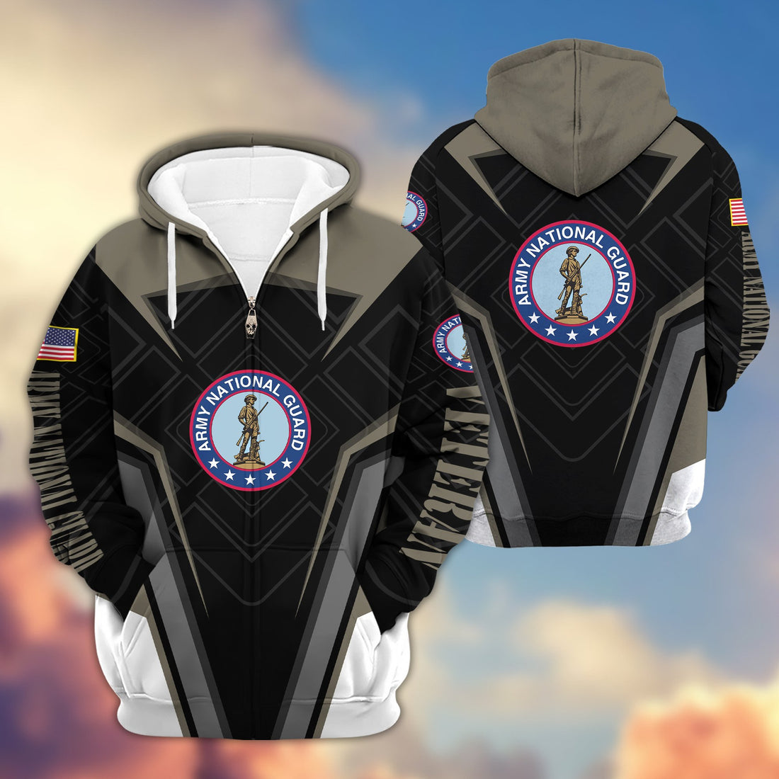 Premium Army National Guard Veteran Zip Hoodie, Gifts For Veterans Day, Father's Day VPVC603004